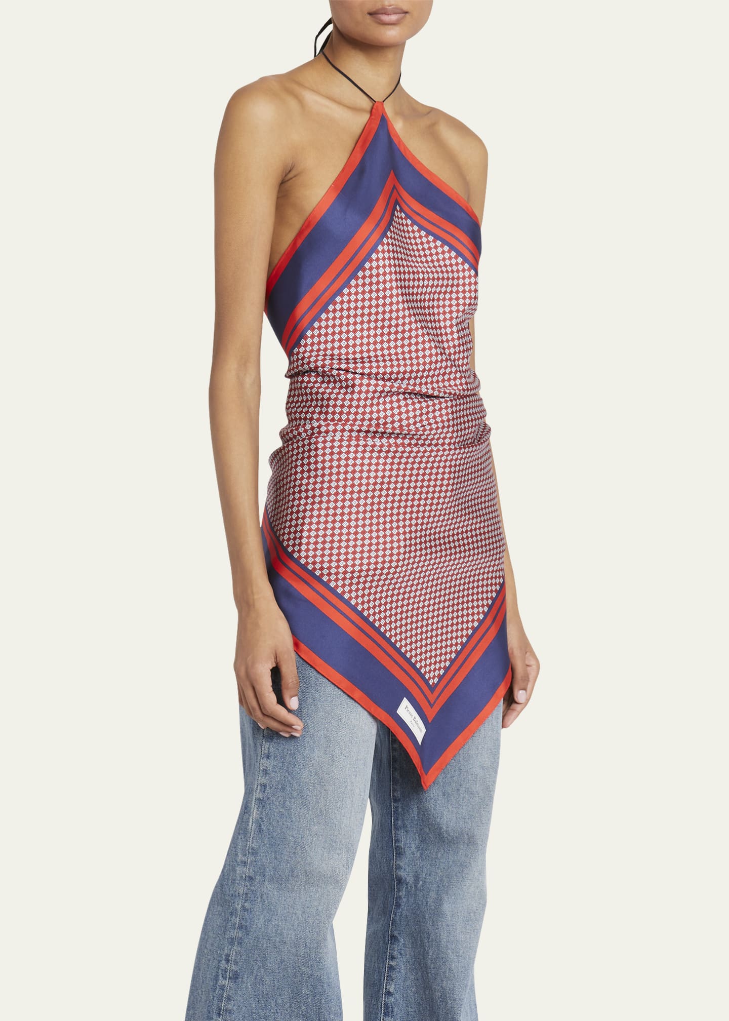 Balmain Monogram Silk Halter Scarf Top Bergdorf Goodman
