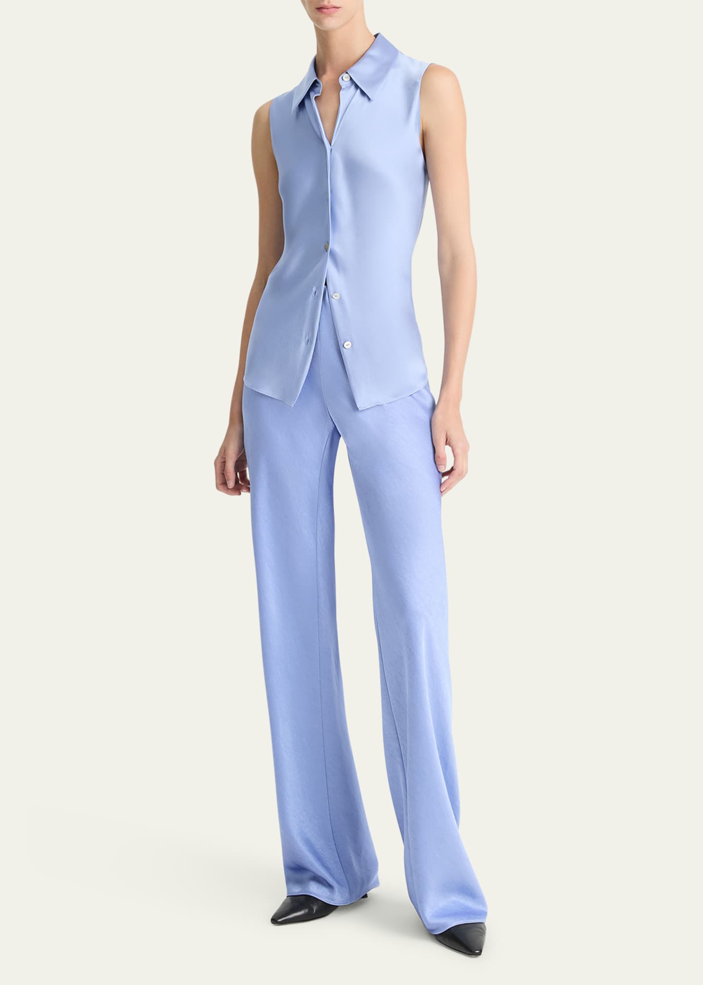 Vince Sleeveless Bias-Cut Silk Shirt Image 2 of 4