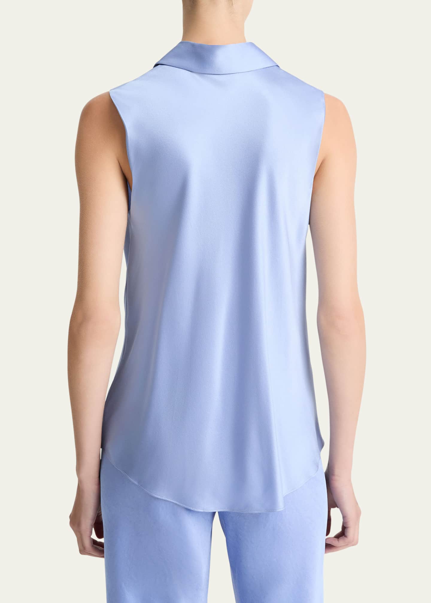 Vince Sleeveless Bias-Cut Silk Shirt Image 3 of 4