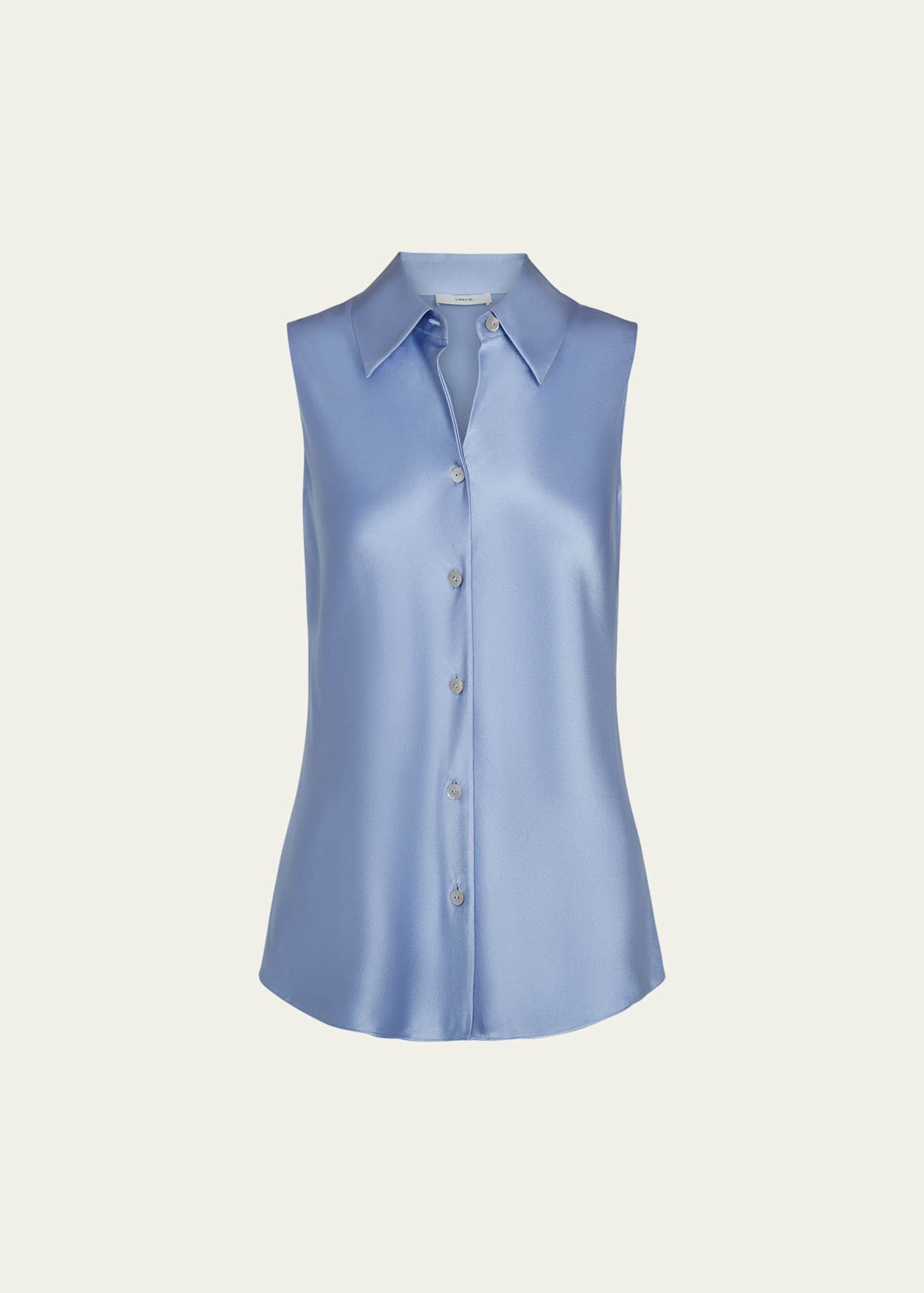 Vince Sleeveless Bias-Cut Silk Shirt Image 1 of 4