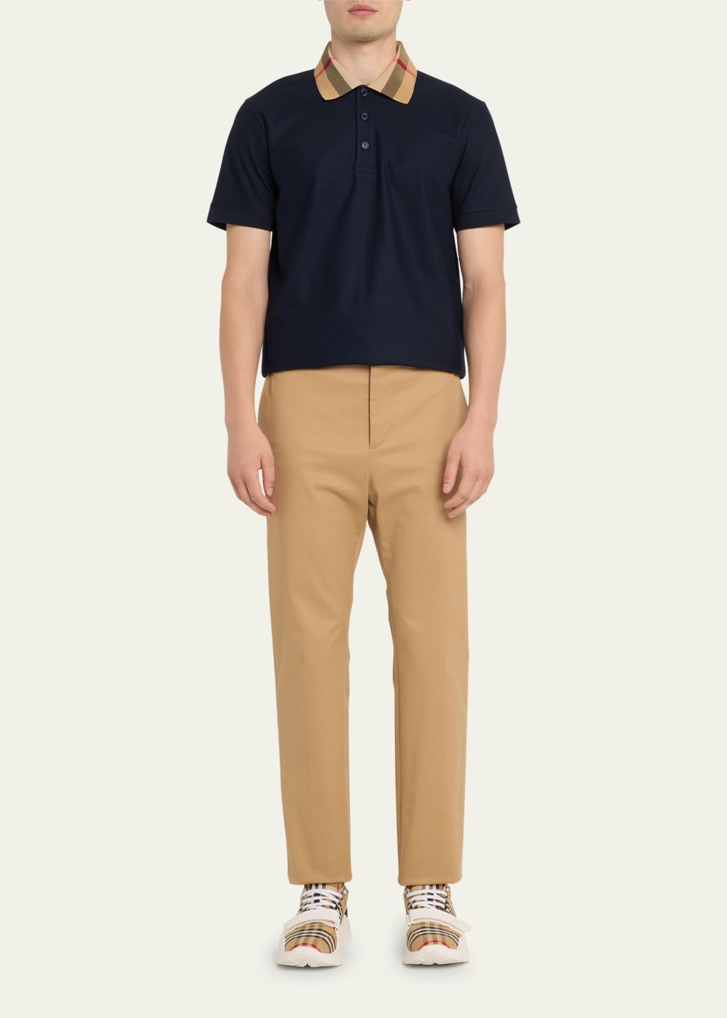 Burberry Men's Pique CheckCollar Polo Shirt Bergdorf Goodman