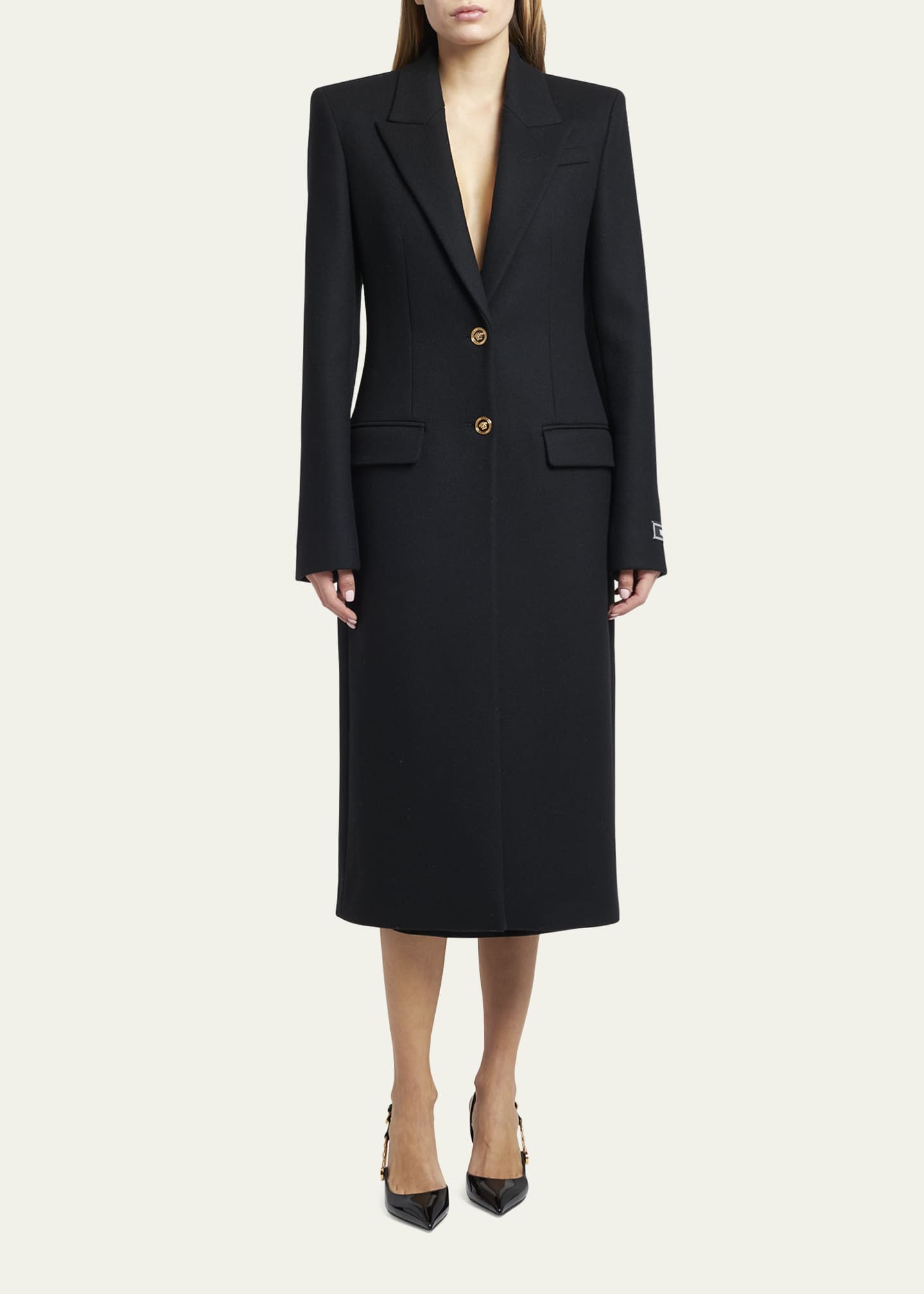 Versace Caban Cape Light Felted Wool Peacoat Bergdorf Goodman