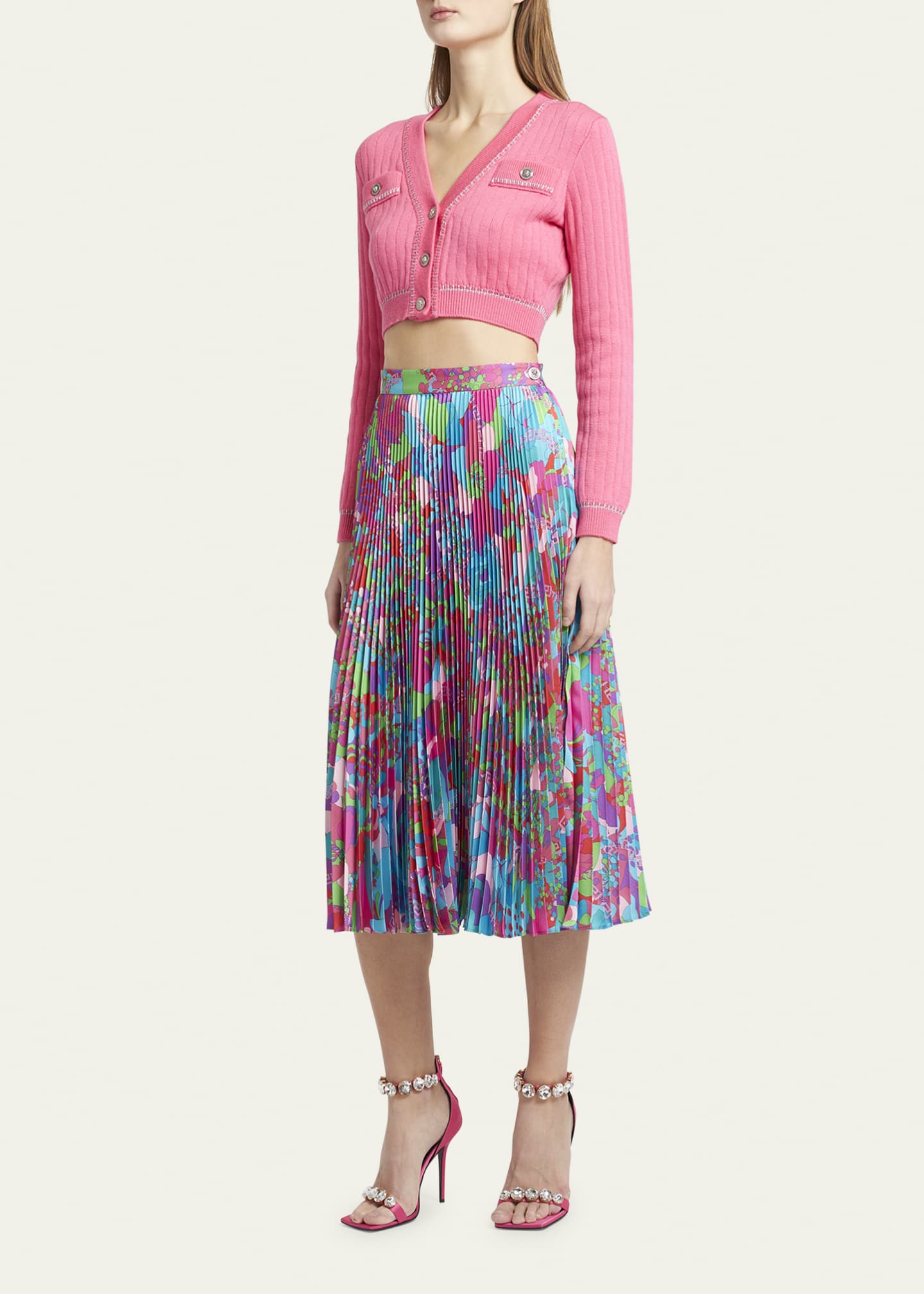 Versace Murakami Print Twill Pleated Midi Skirt - Bergdorf Goodman