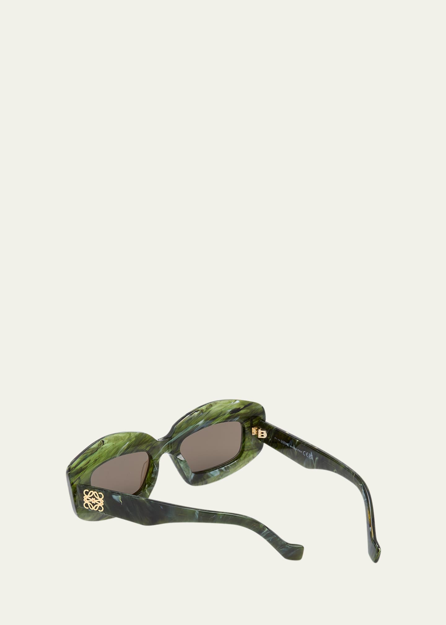 Loewe Emerald Green Acetate Rectangle Sunglasses With Golden Accents Image 3 of 5