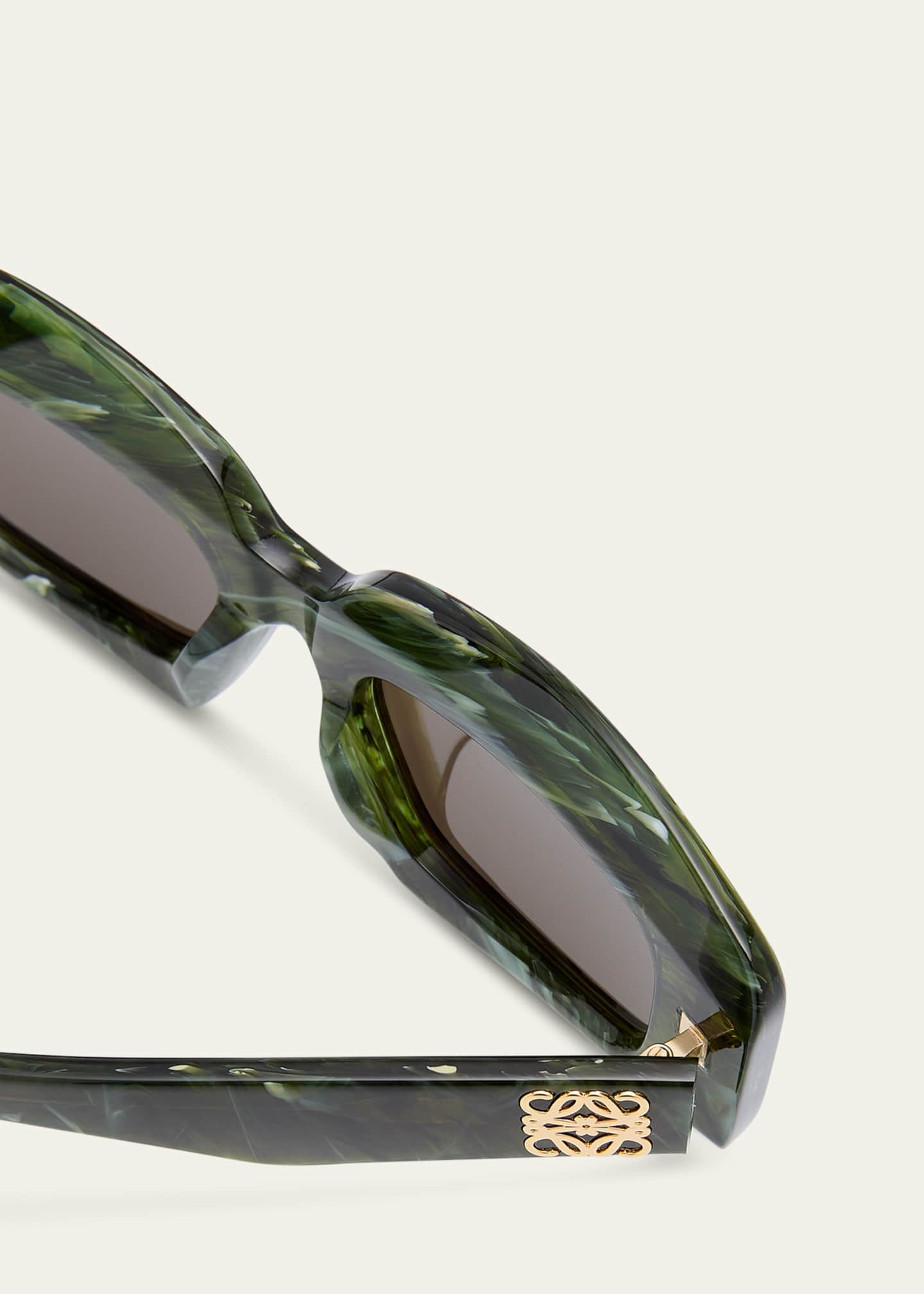 Loewe Emerald Green Acetate Rectangle Sunglasses With Golden Accents Image 4 of 5