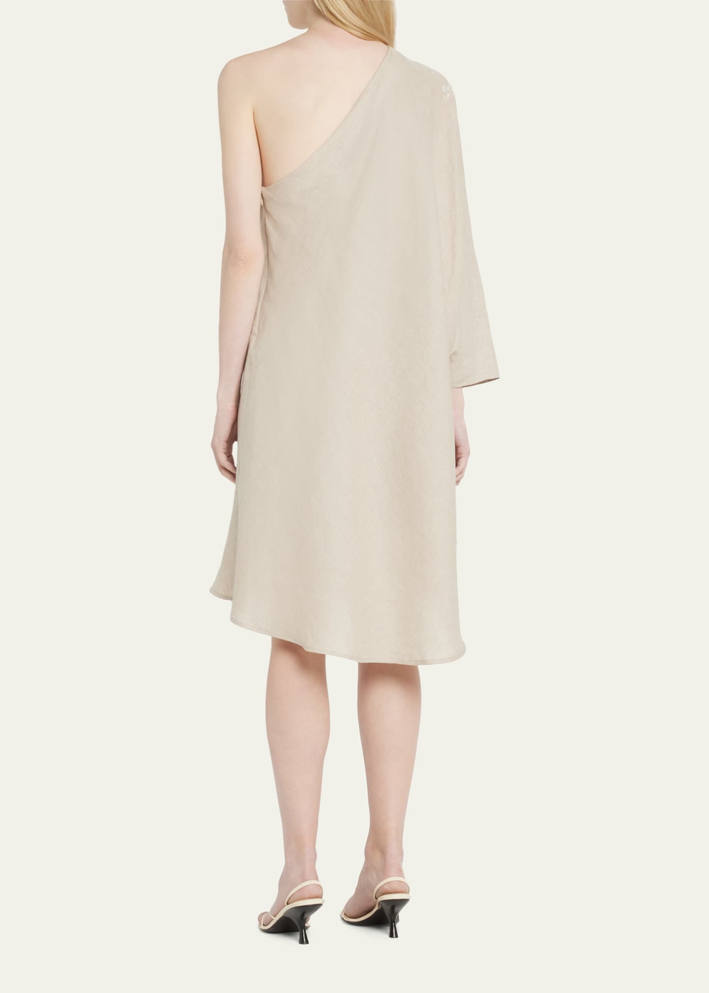 Josie Natori One-Shoulder Floral-Embroidered Midi Dress - Bergdorf Goodman