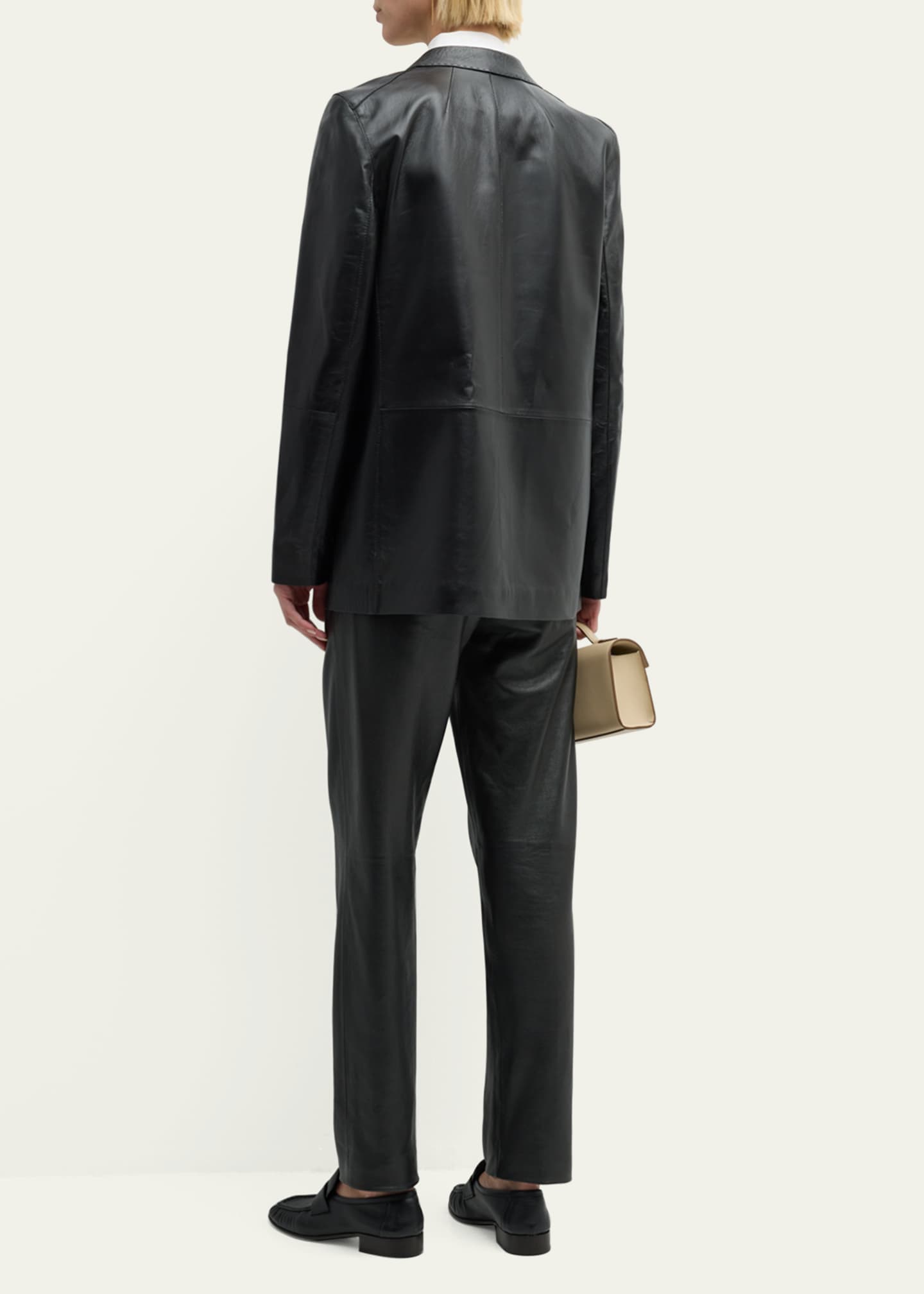 Lafayette 148 New York Nappa Leather Flap Pocket Single-Button Blazer Image 3 of 7
