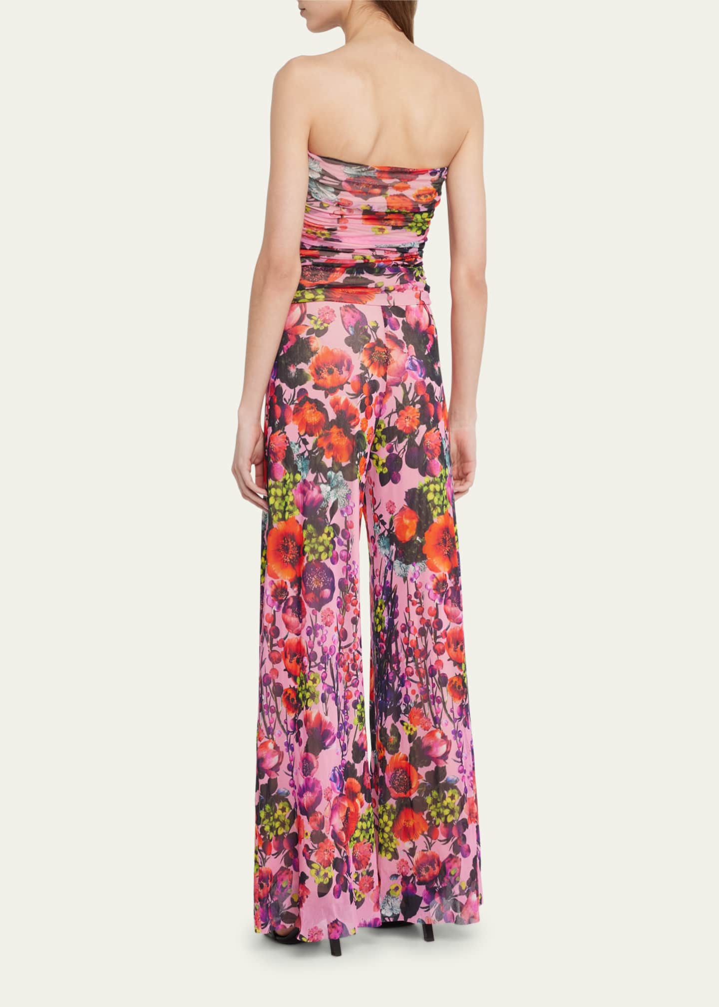 Fuzzi Strapless Floral-Print Tulle Jumpsuit - Bergdorf Goodman