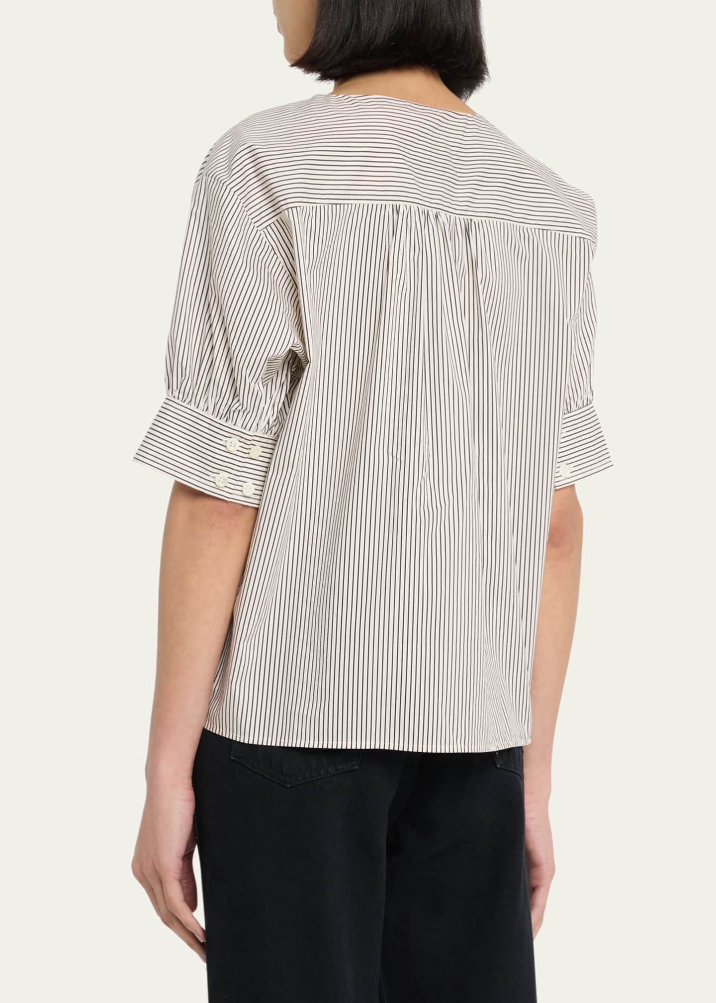 FRAME Striped VNeck Popover Top Bergdorf Goodman