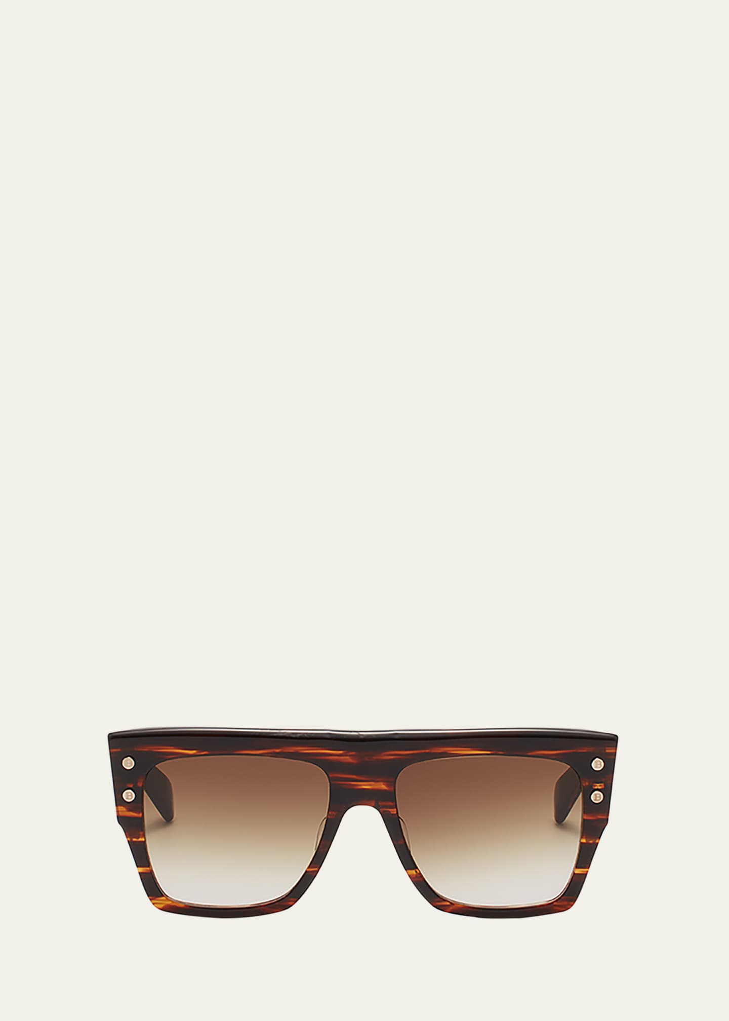 Balmain BI Flat Top Acetate Titanium Square Sunglasses Bergdorf Goodman