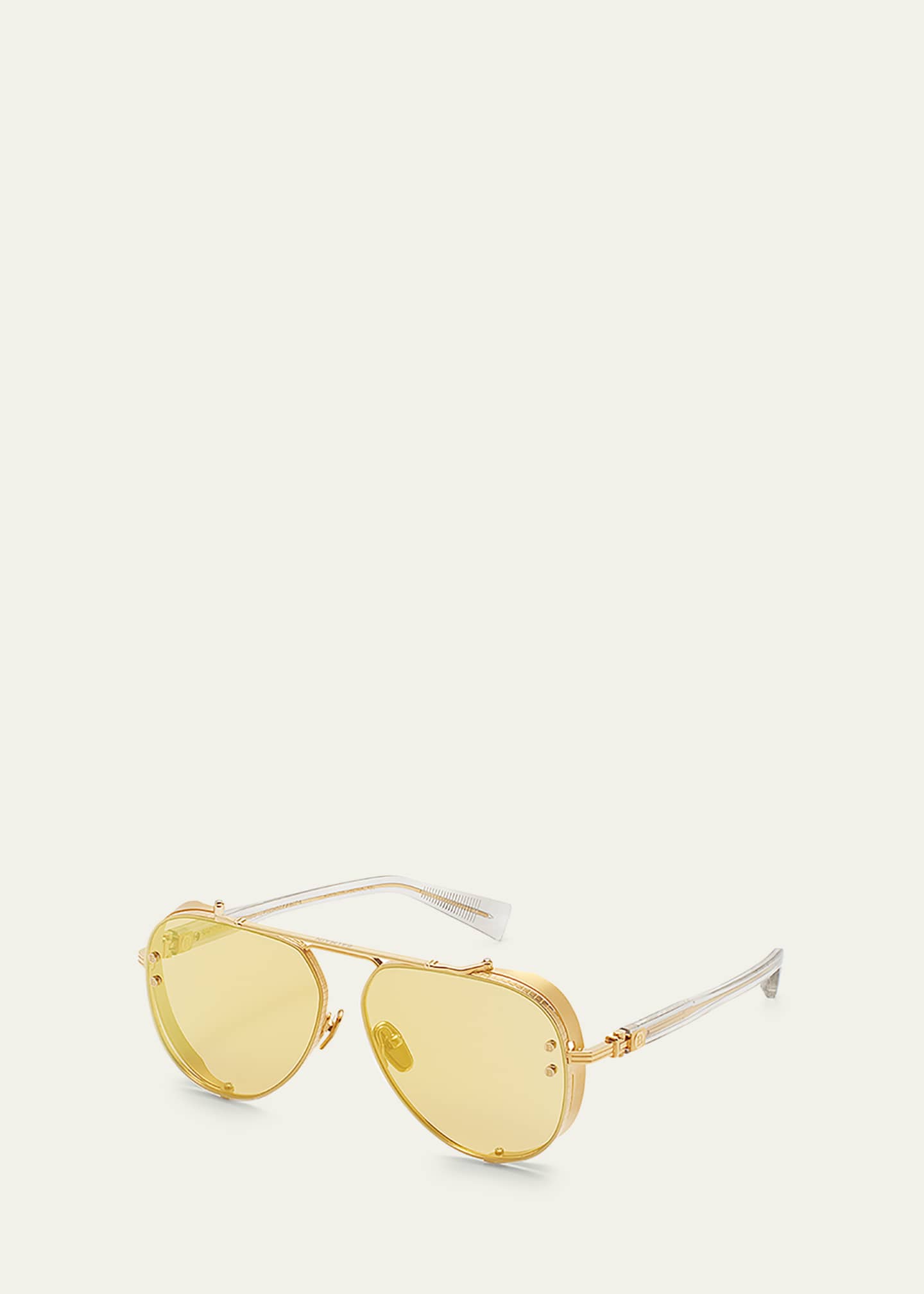 Balmain Captaine Monogram Titanium Acetate Aviator Sunglasses
