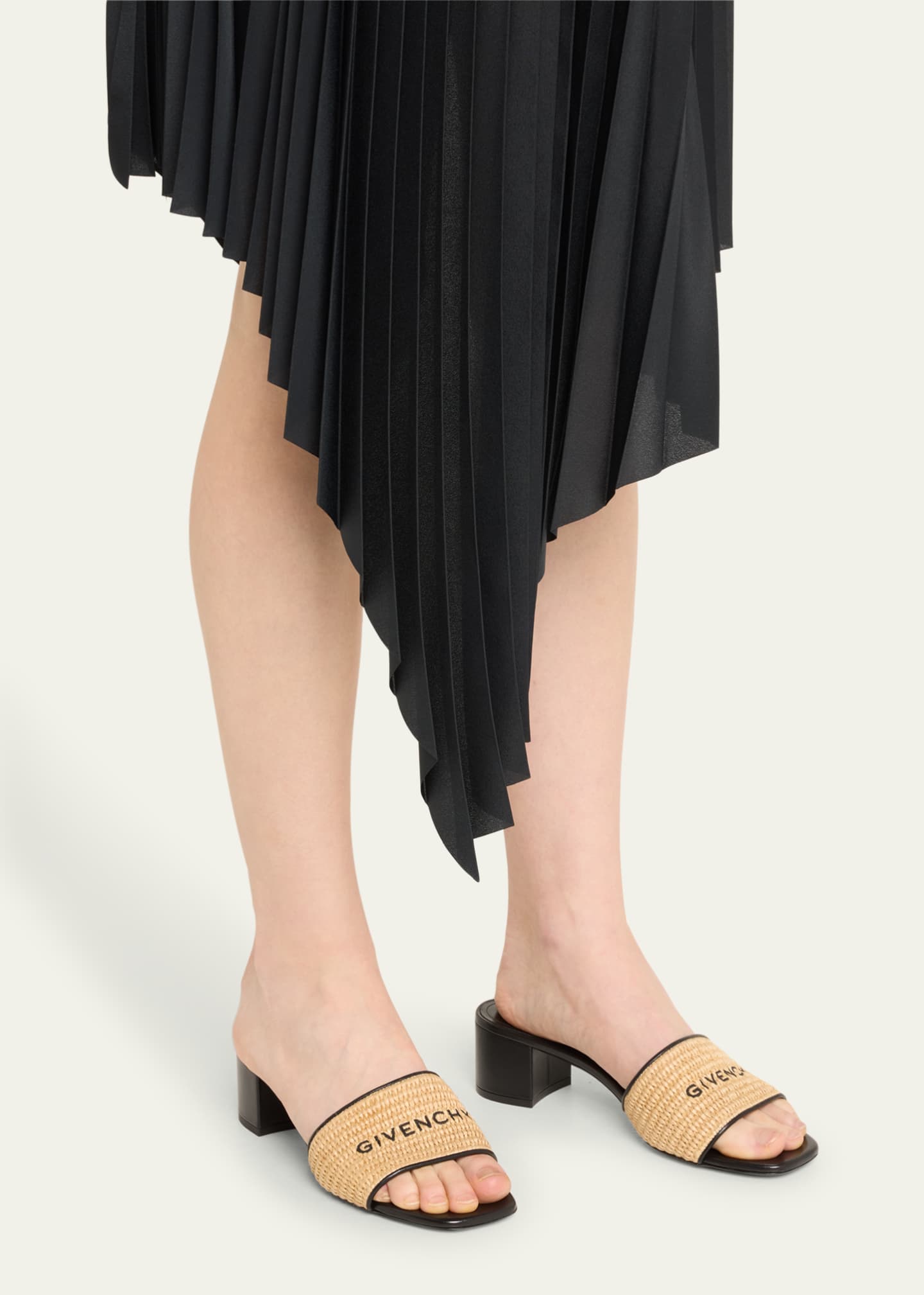 Givenchy 4G Embroidered Raffia Mule Sandals Image 2 of 3