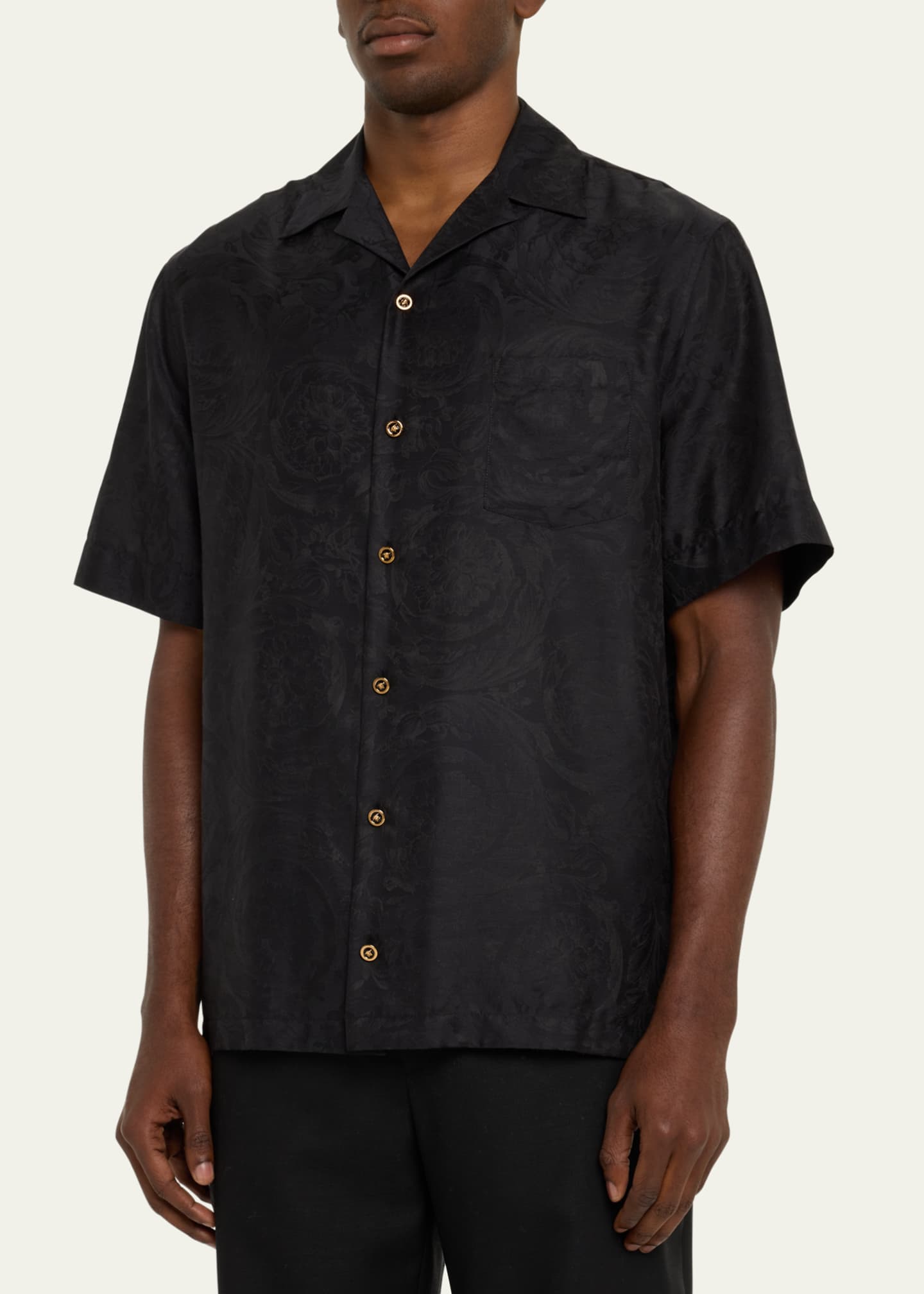 Versace Men's Barocco Voile Jacquard Camp Shirt - Bergdorf Goodman