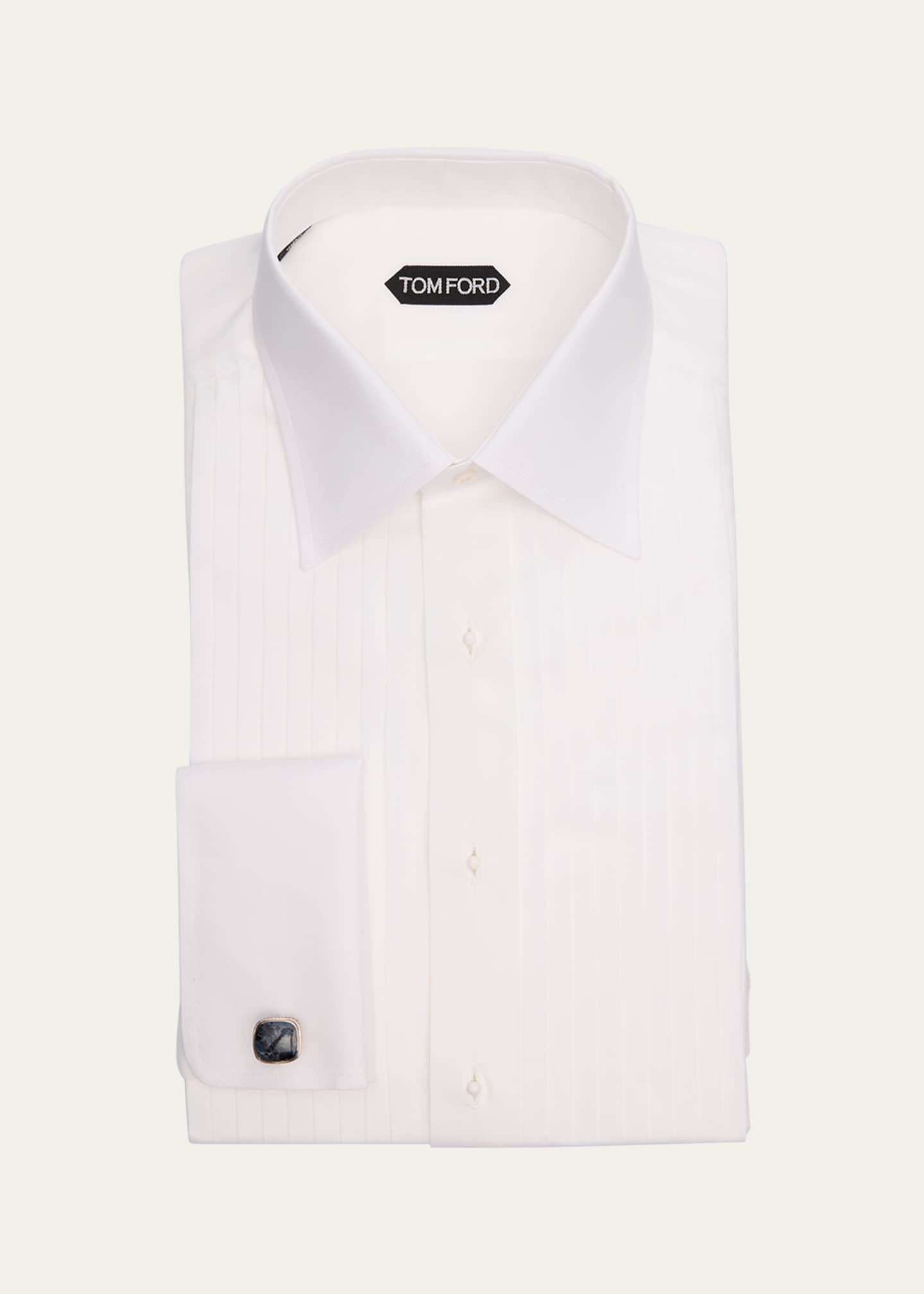 TOM FORD Men's French Cuff Pleated Dress Shirt Image 1 of 2