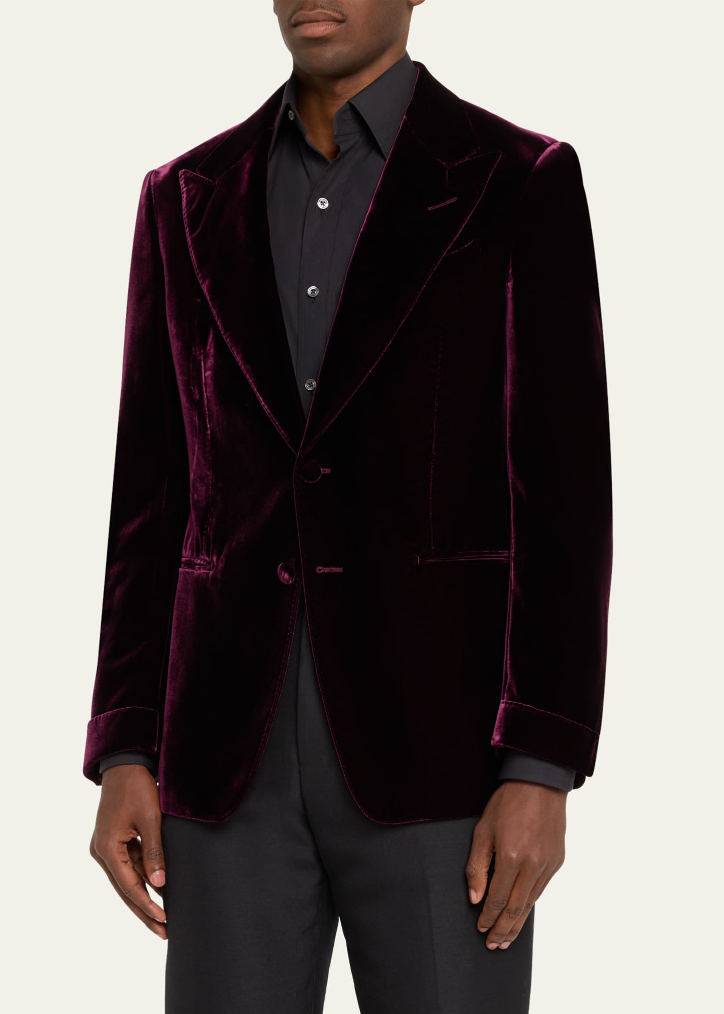 TOM FORD Men's Wool-Silk Velvet Cocktail Jacket Image 4 of 5