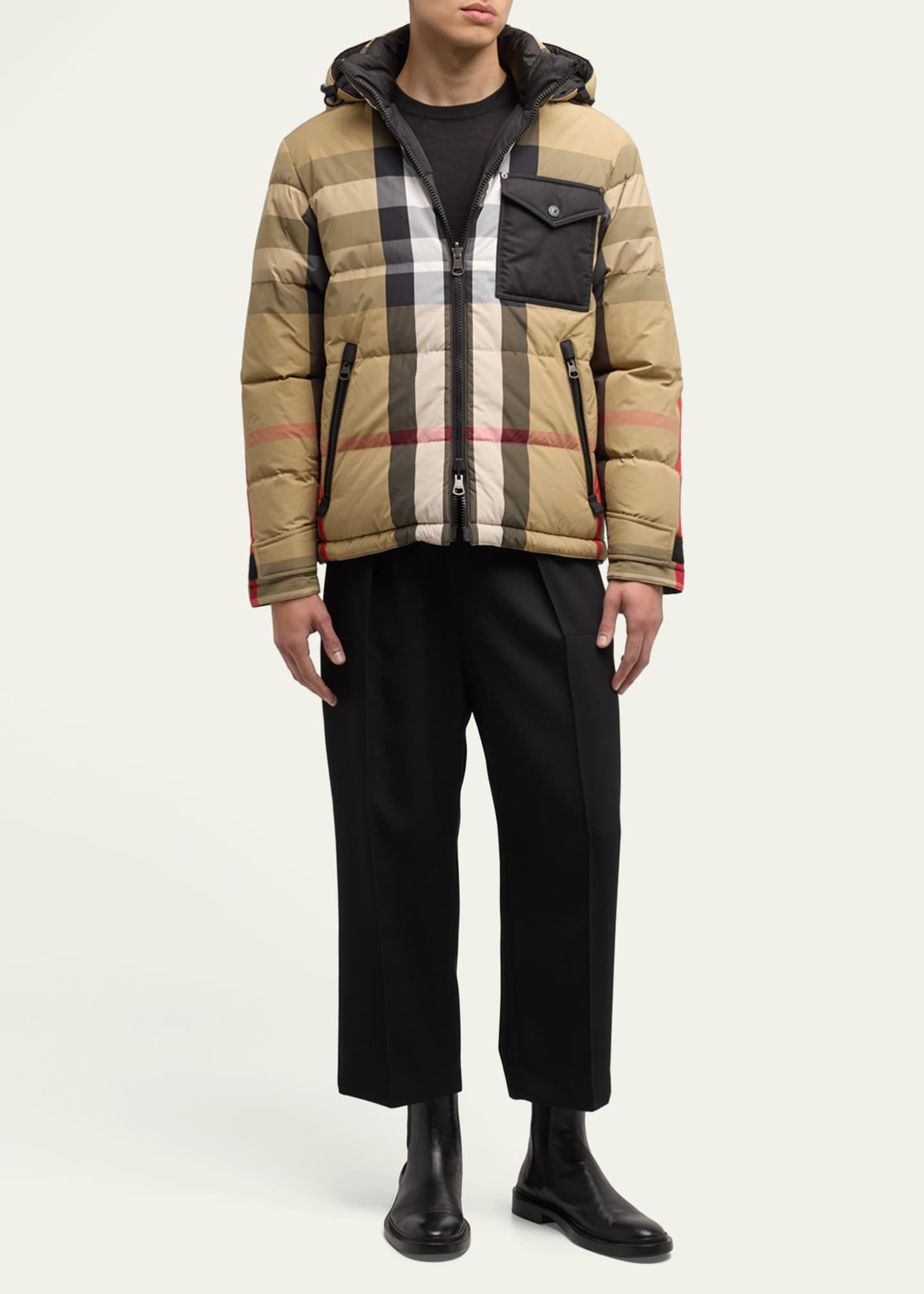 Burberry Men's Rutland Check Reversible Puffer Jacket Image 2 of 5