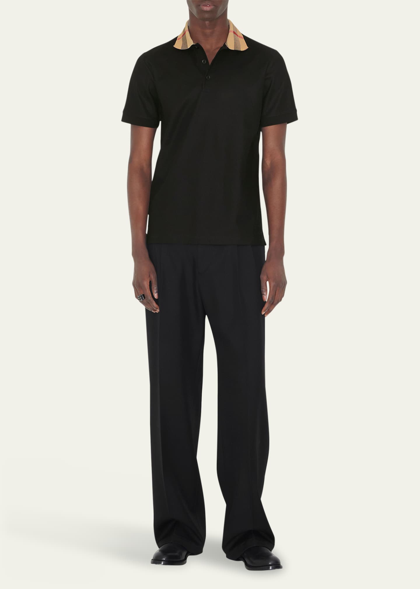 Burberry Men's Cody Check-Collar Polo Shirt Image 2 of 5