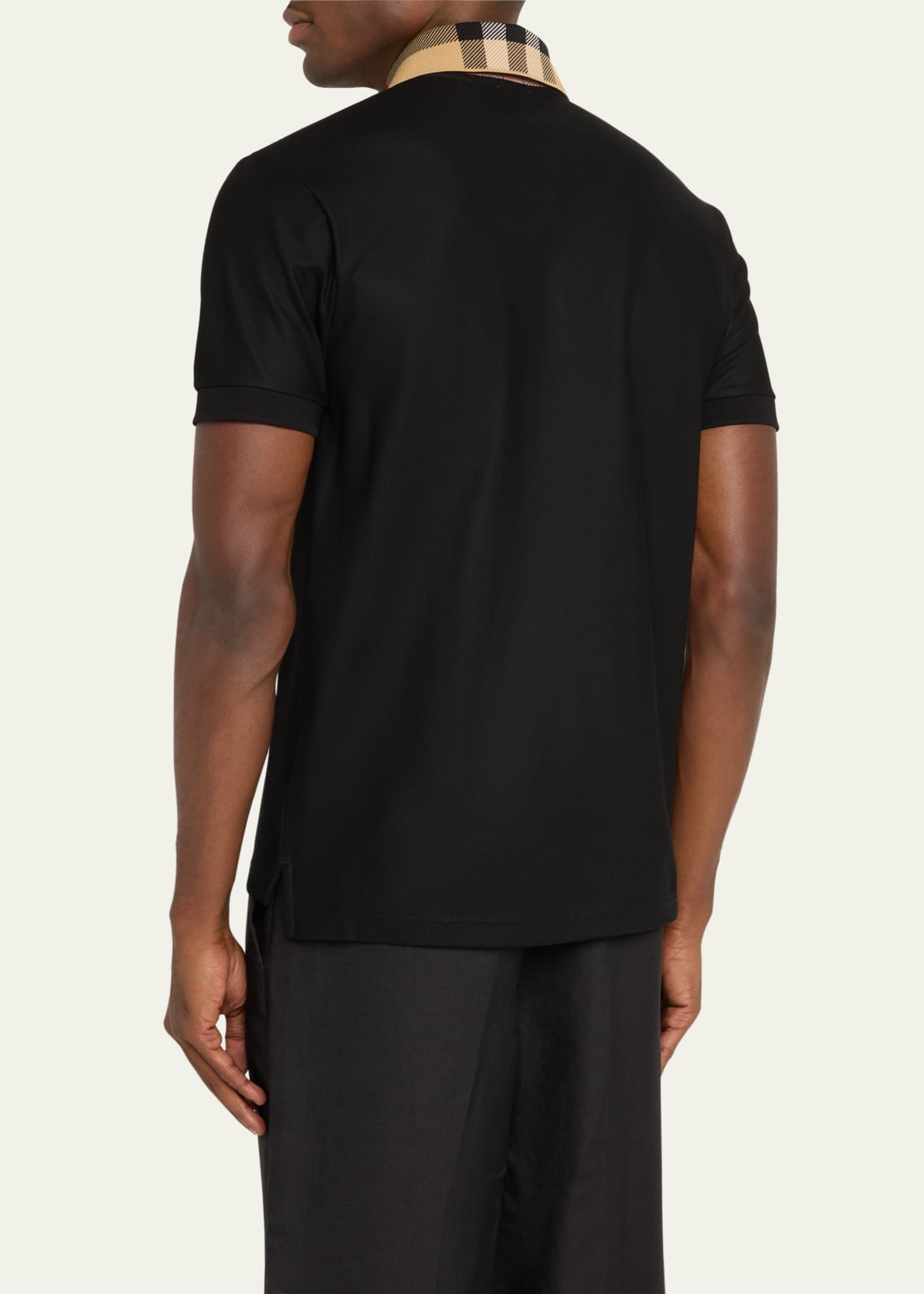 Burberry Men's Cody Check-Collar Polo Shirt Image 3 of 5