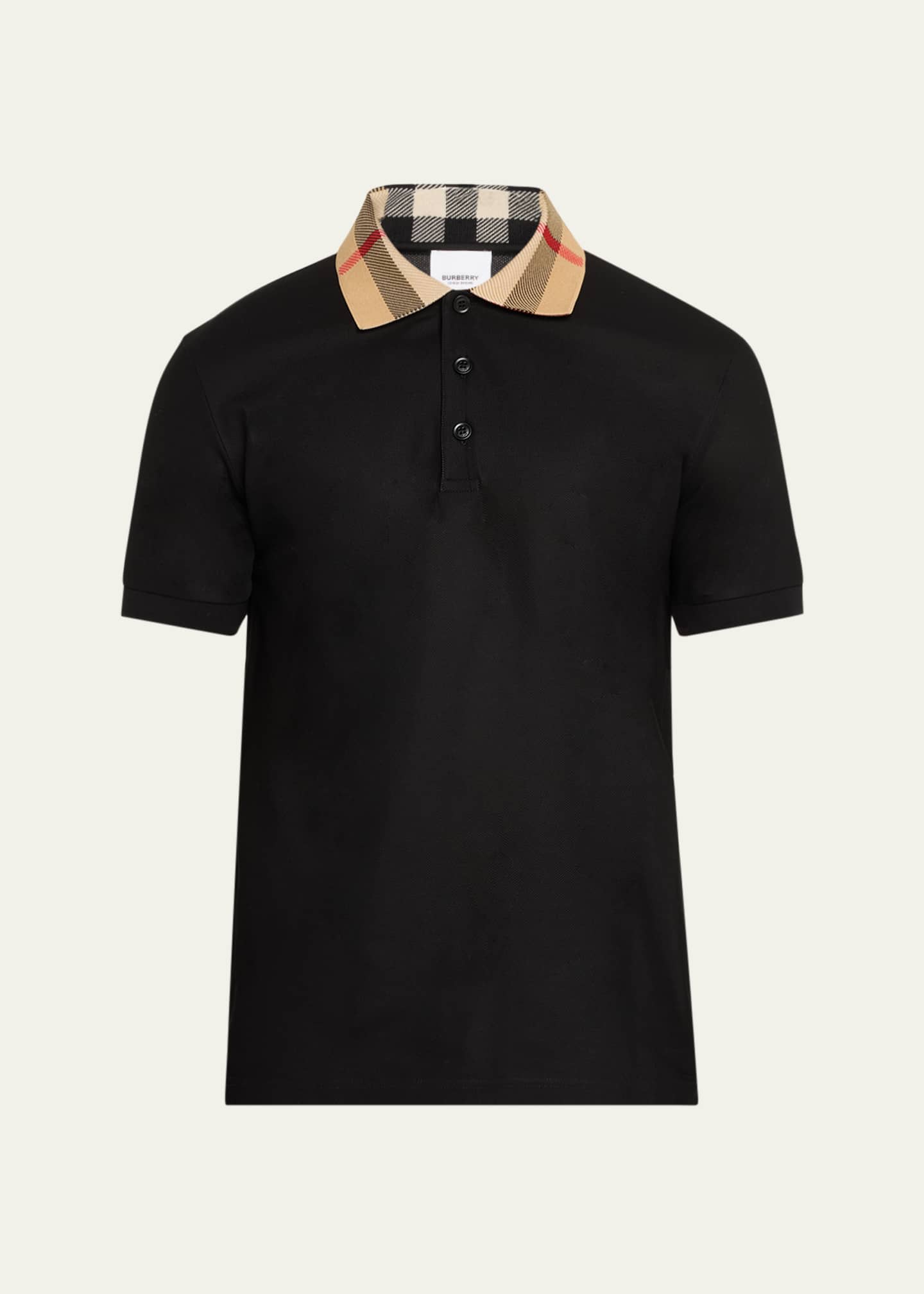 Burberry Men's Cody Check-Collar Polo Shirt Image 1 of 5