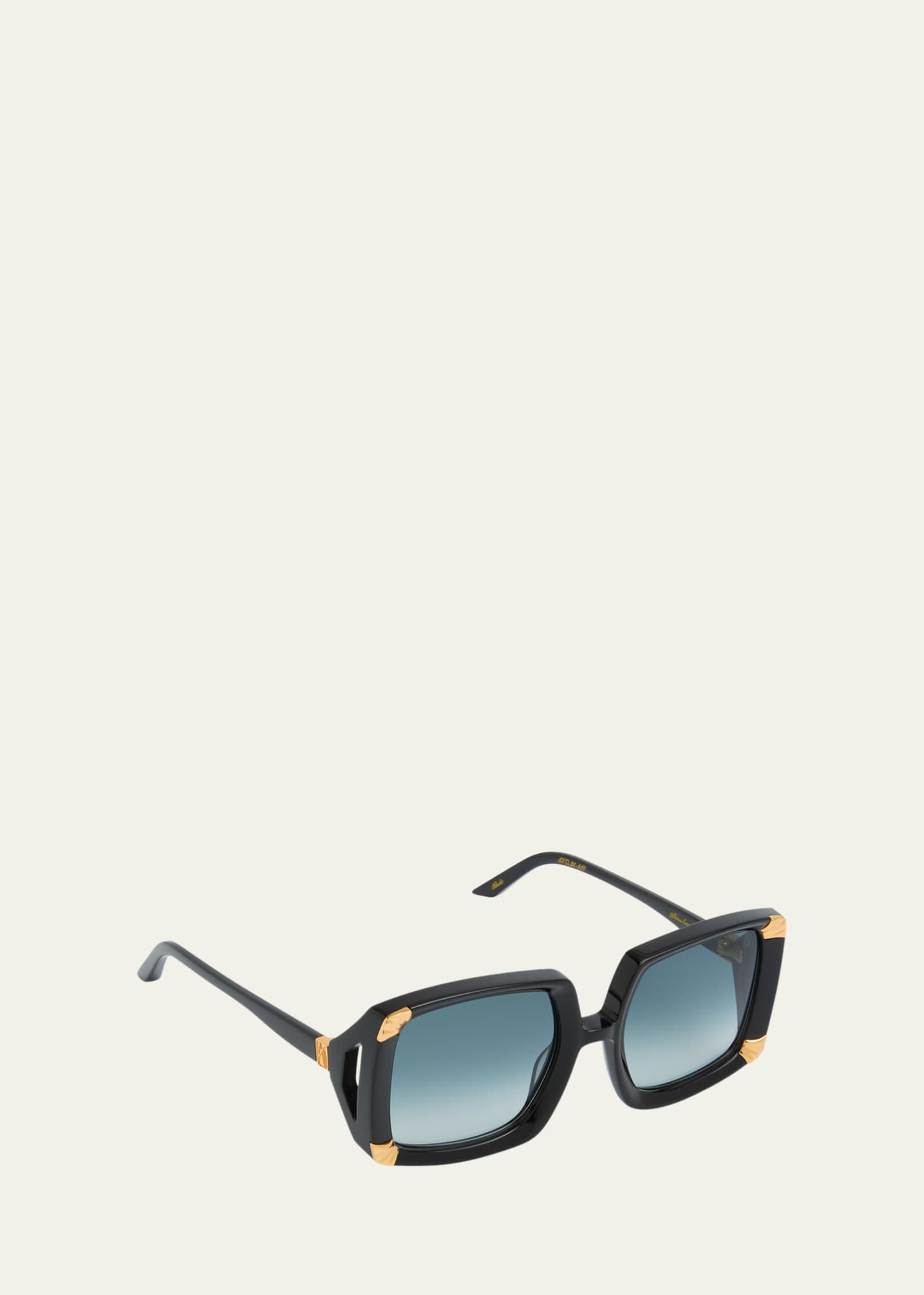 Strawberry Moon Square Black Acetate & Gold-Plated Steel Sunglasses