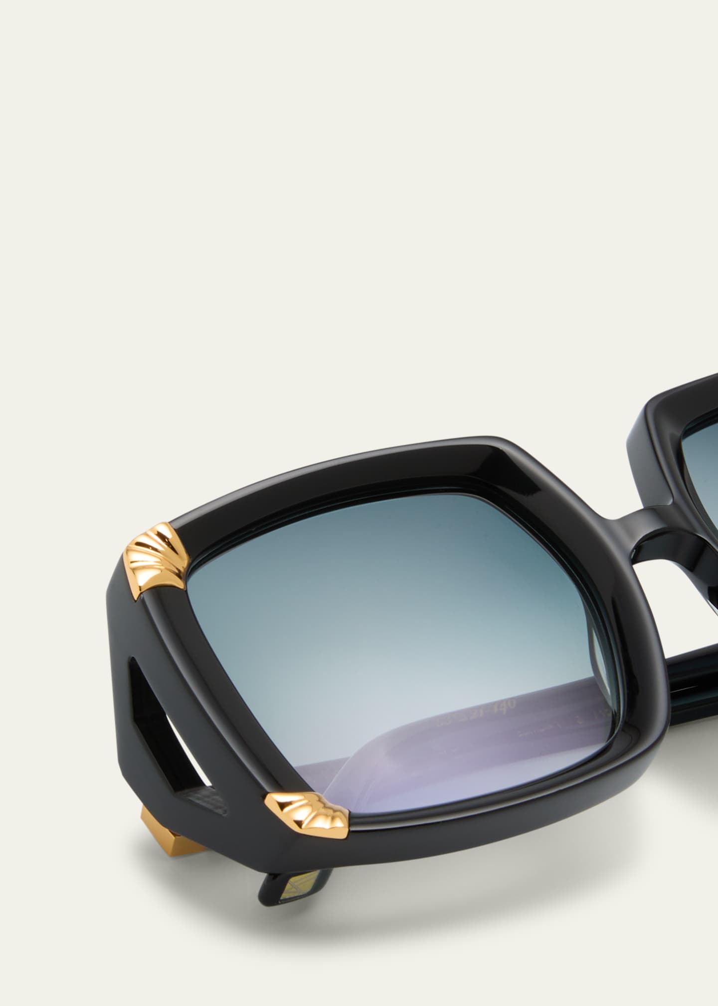 Strawberry Moon Square Black Acetate & Gold-Plated Steel Sunglasses