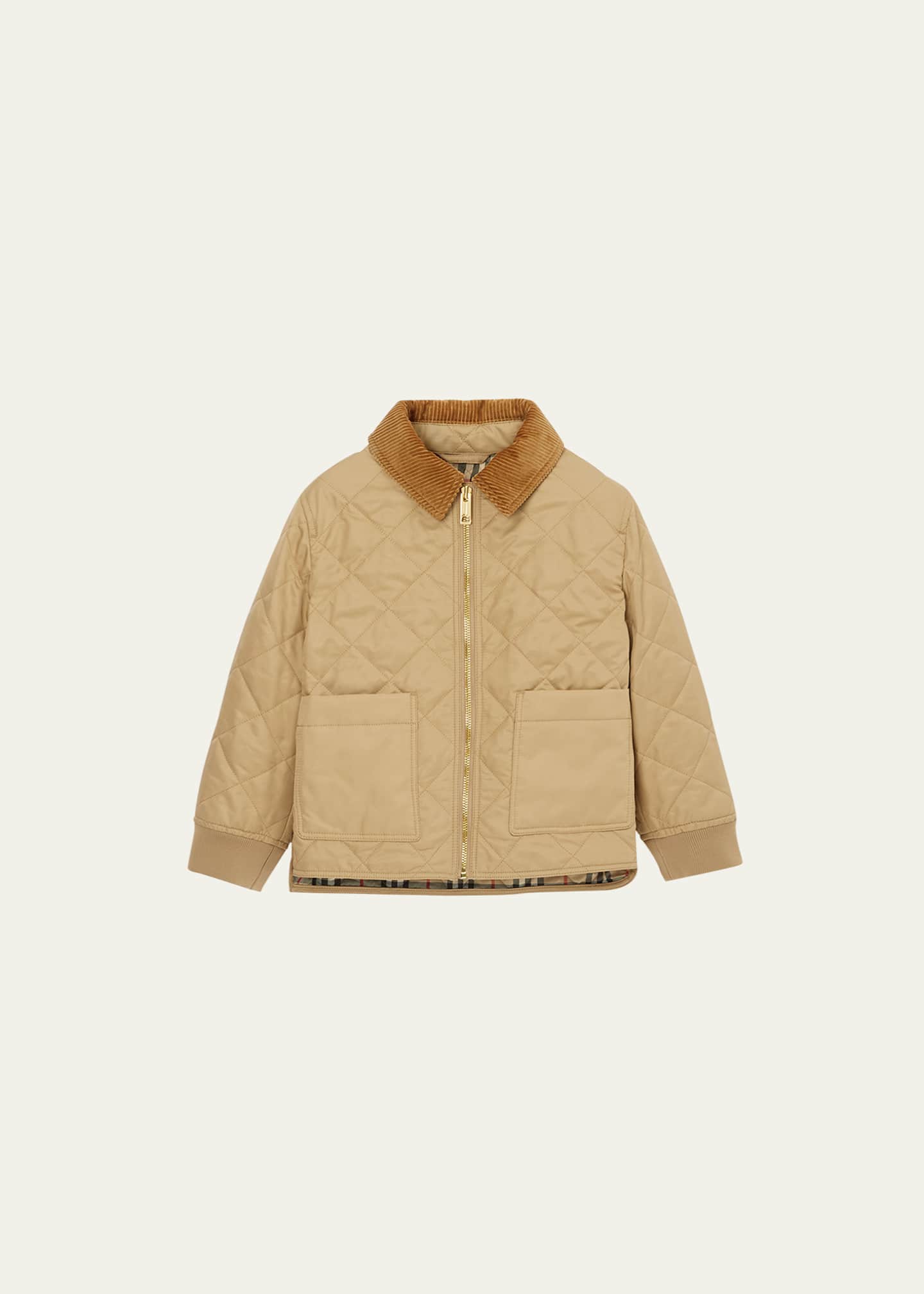 Burberry Girl s Otis Quilted Check Print Lined Jacket Size 4 14