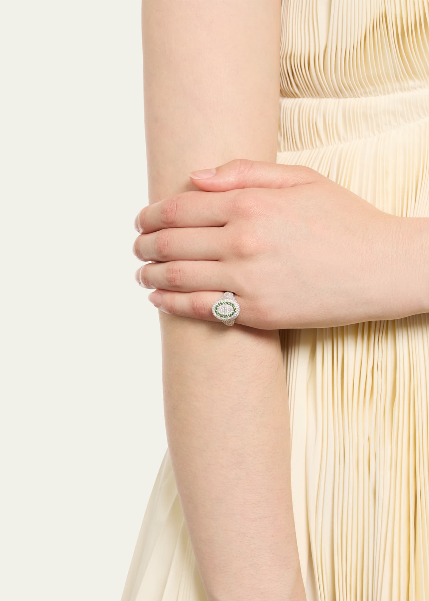 TYPE JEWELRY The 6th Tsavorite Diamond Pave Signet Ring Image 2 of 4