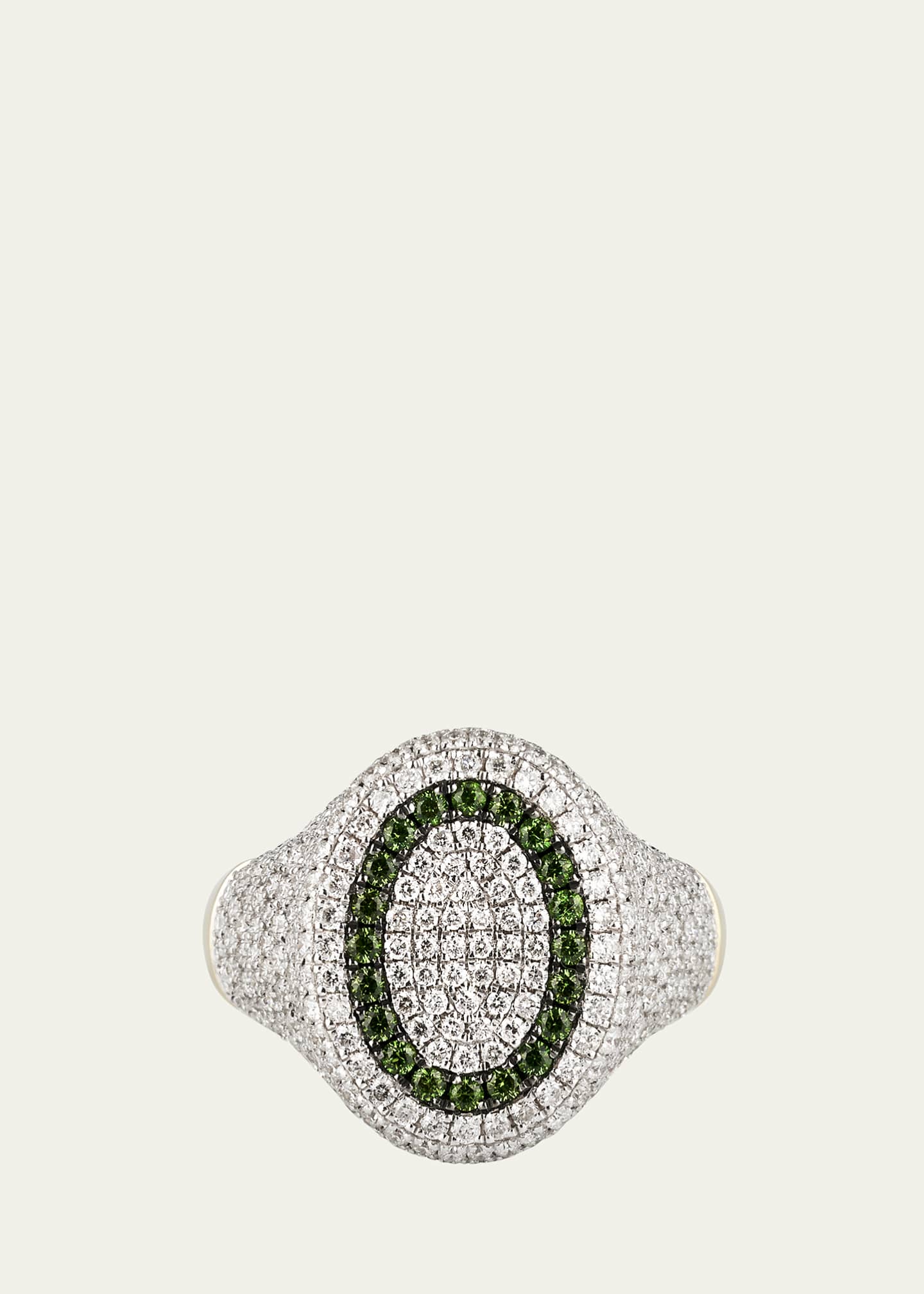 TYPE JEWELRY The 6th Tsavorite Diamond Pave Signet Ring Image 1 of 4