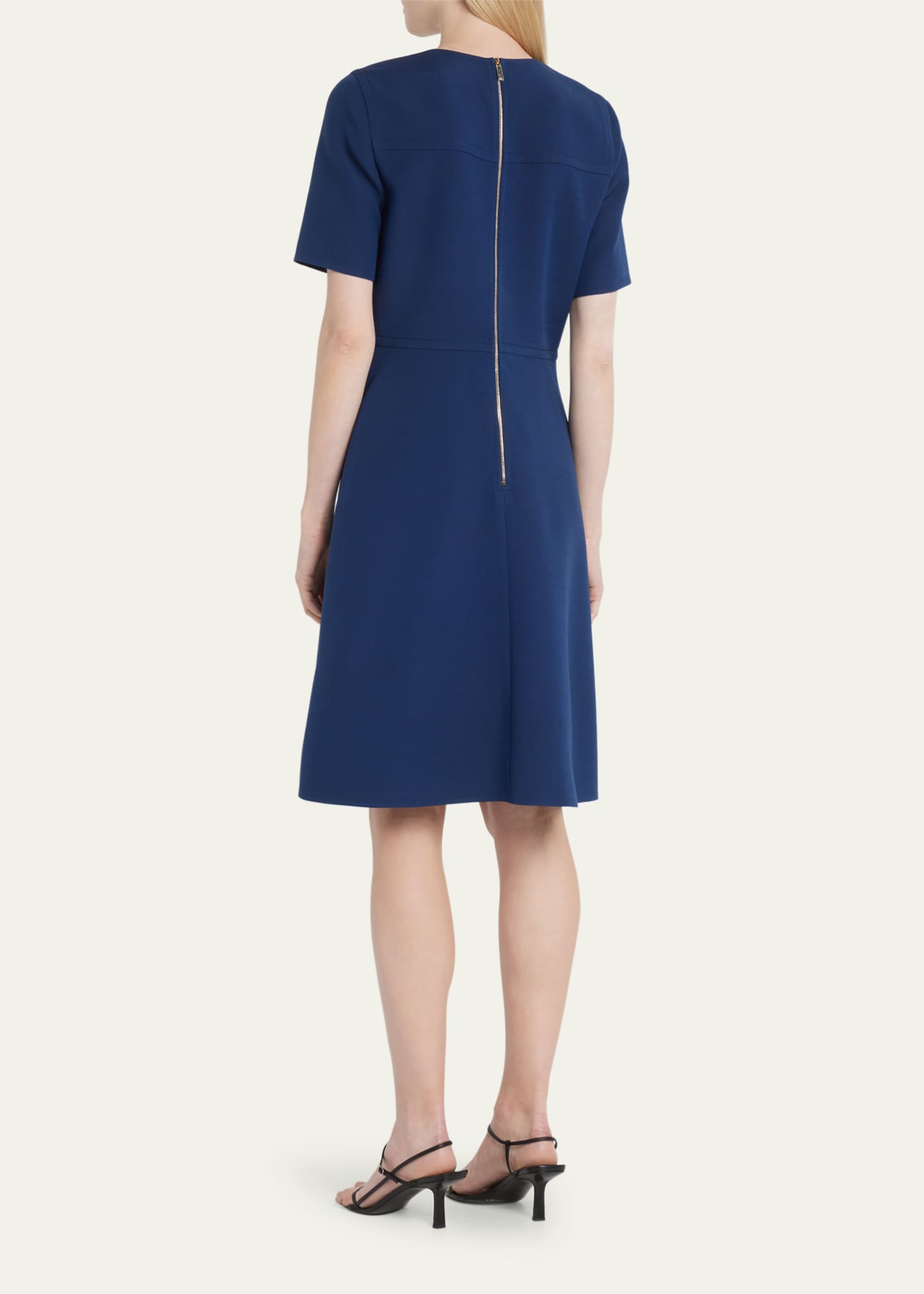 Lafayette 148 New York Short Sleeve Wool Silk A Line Dress