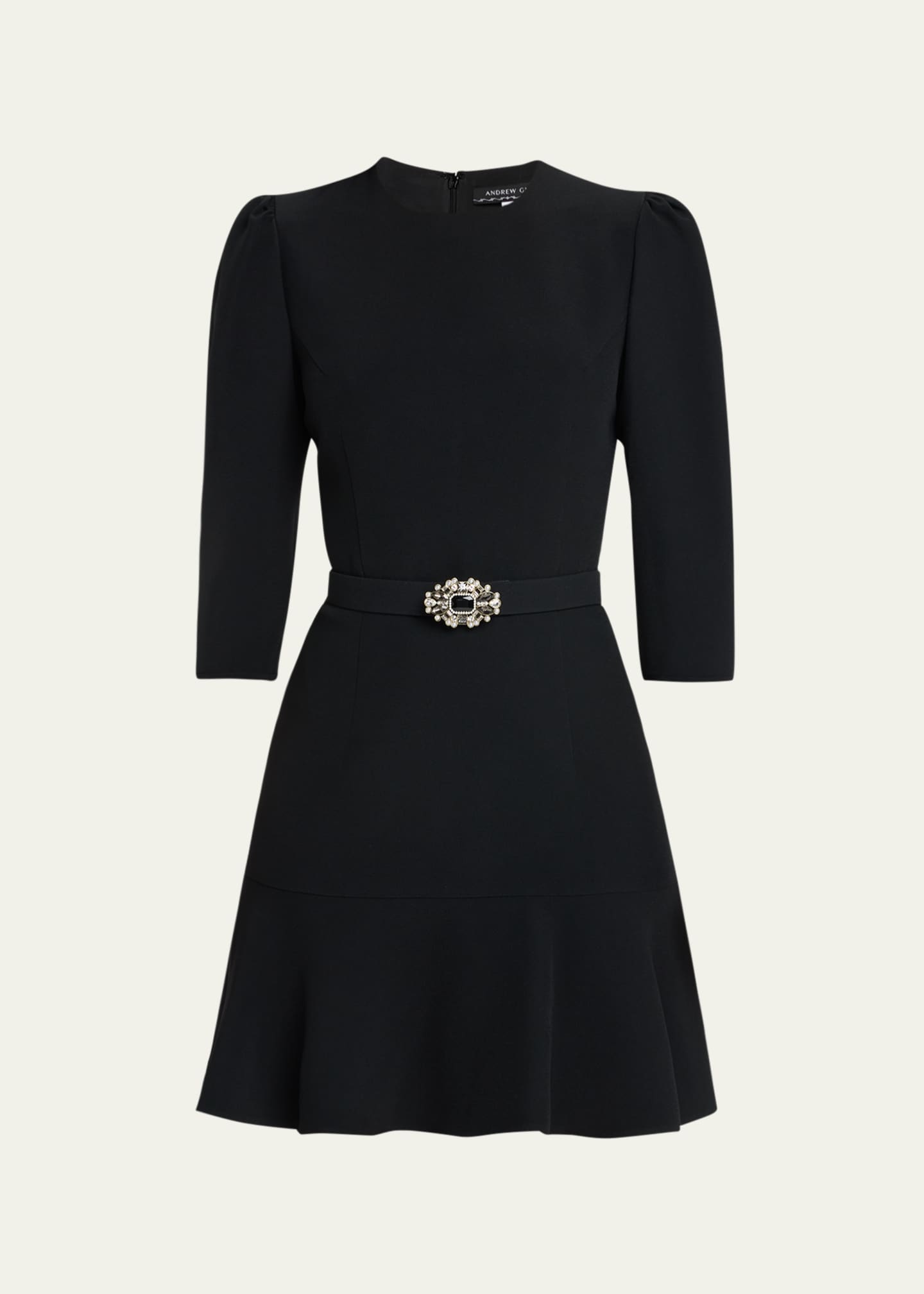 Andrew Gn Puff-Sleeve Belted Mini Dress - Bergdorf Goodman