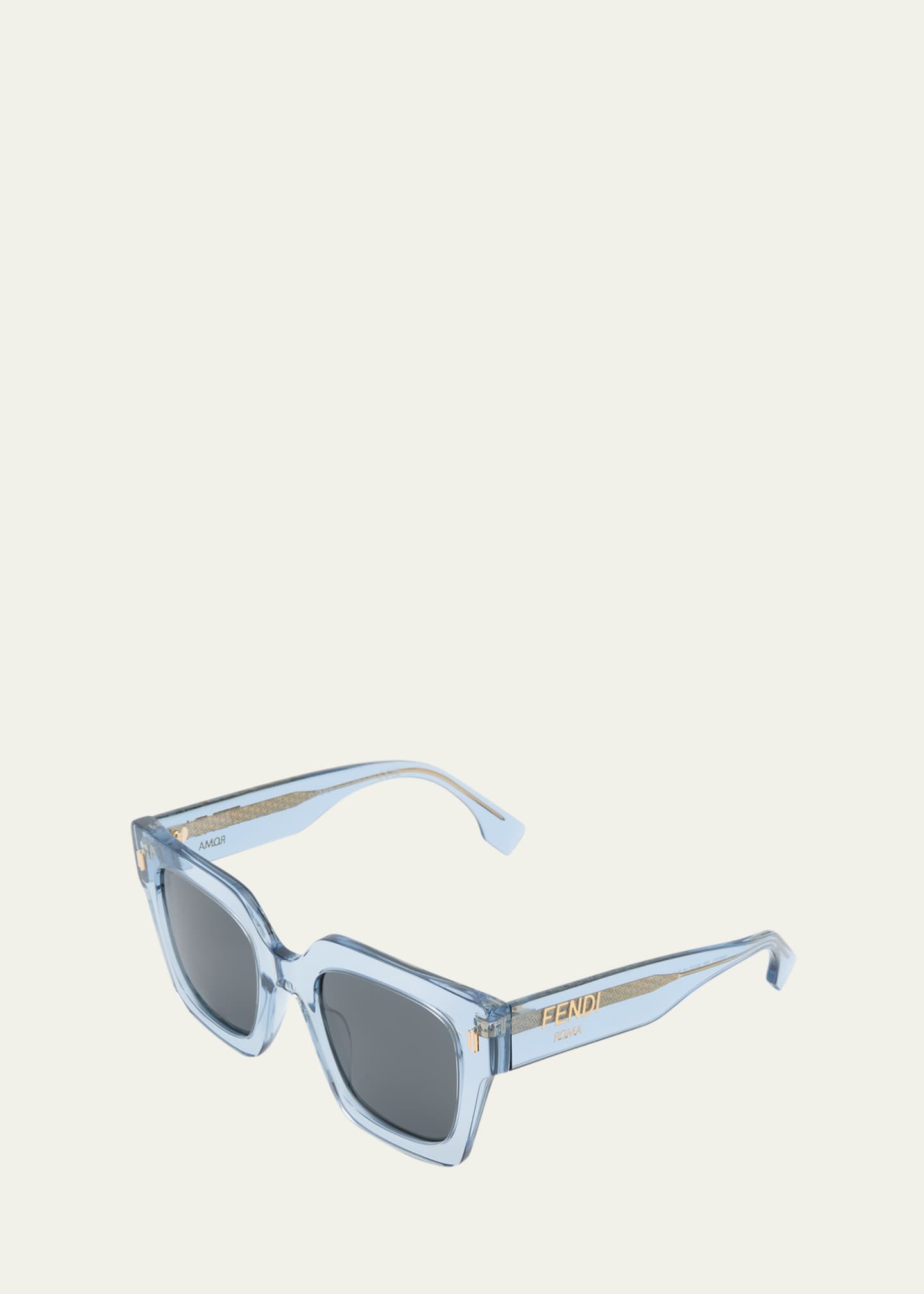 Modern D-Frame, Square Frame Acetate Sunglasses. Blue Sunglasses