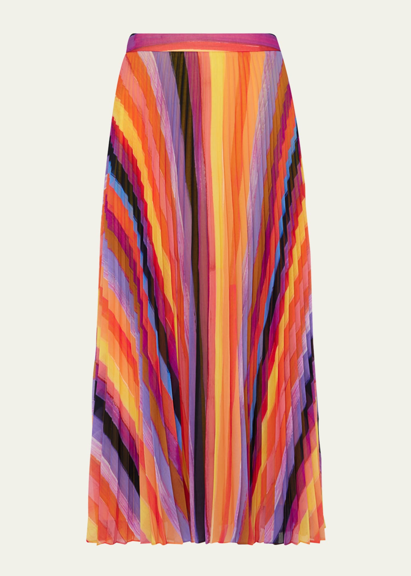 Milly Otha Sunset Stripe Pleated Midi Skirt - Bergdorf Goodman