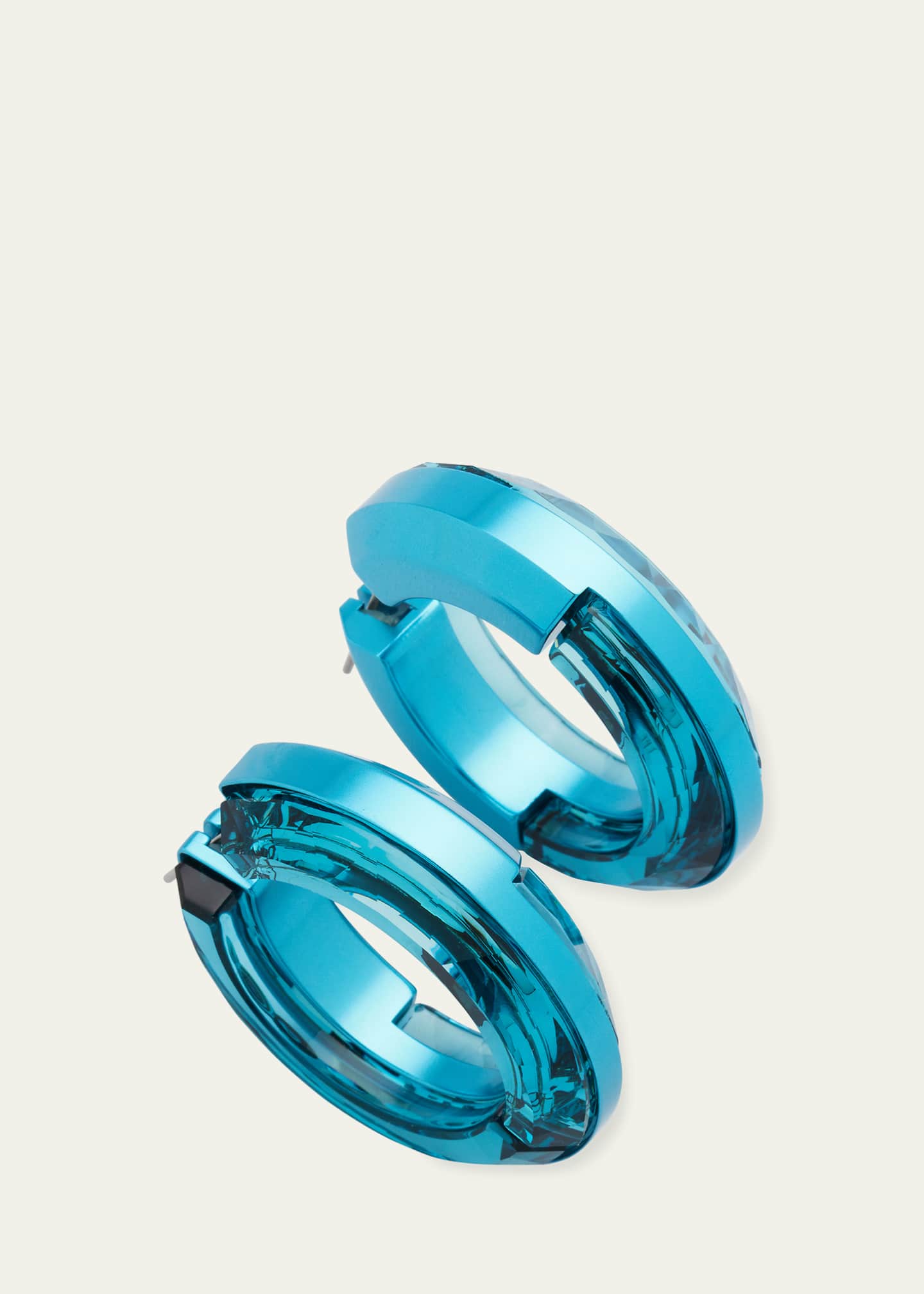 SWAROVSKI Lucent Hoop Earrings, Blue Image 3 of 4