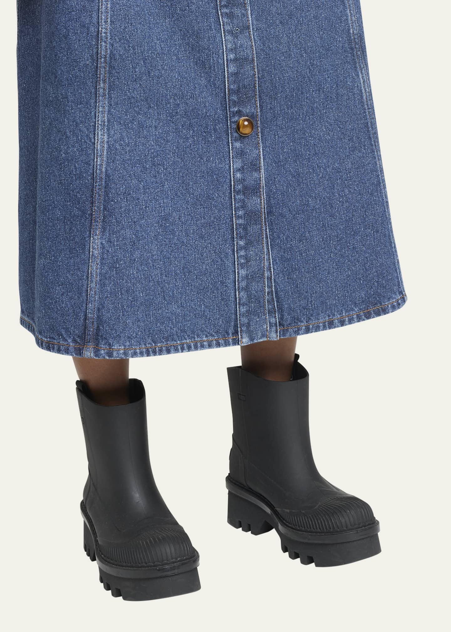 Prada Rubber Logo Pull-On Rain Booties - Bergdorf Goodman