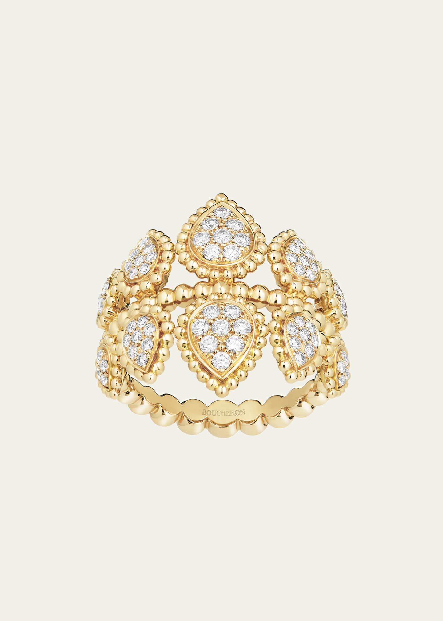 Boucheron 18K Yellow Gold Serpent Boheme Motif Ring with Diamonds Image 1 of 2