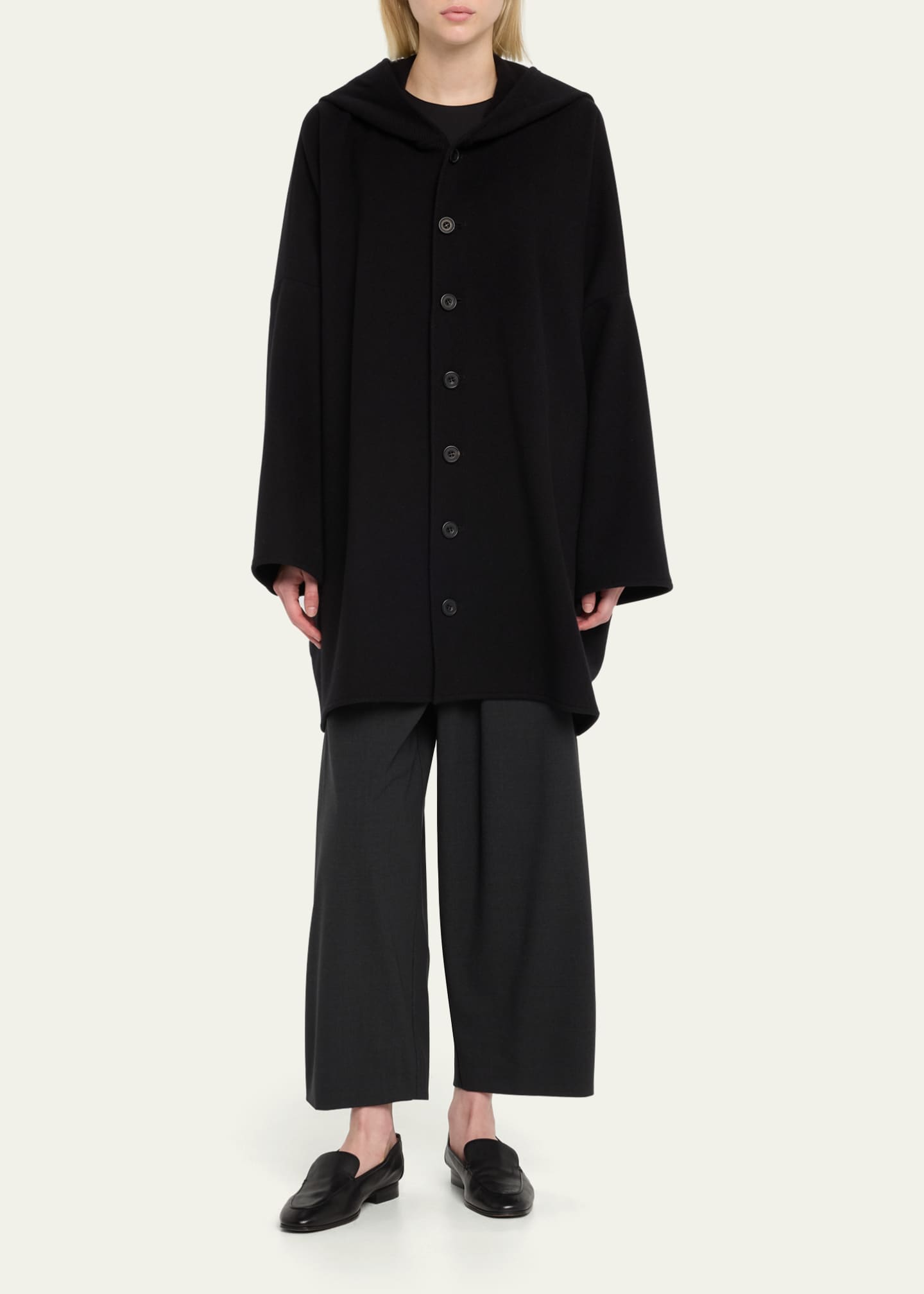 Hooded wool cashmere coat discount