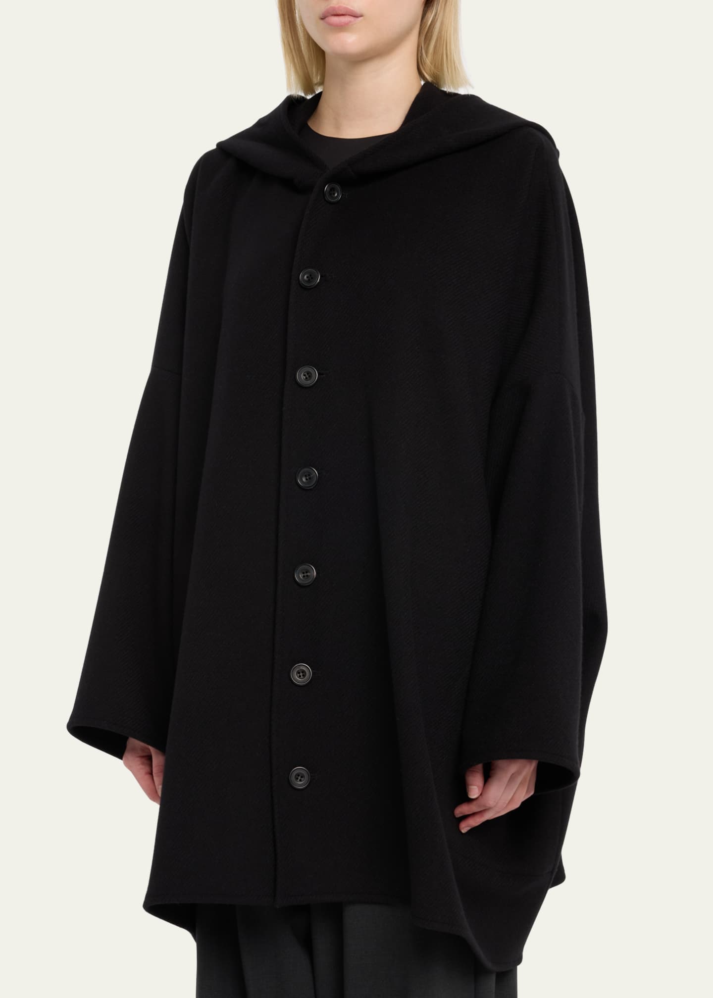 Eskandar Wide Hooded Wool-Cashmere Coat (Long Plus)