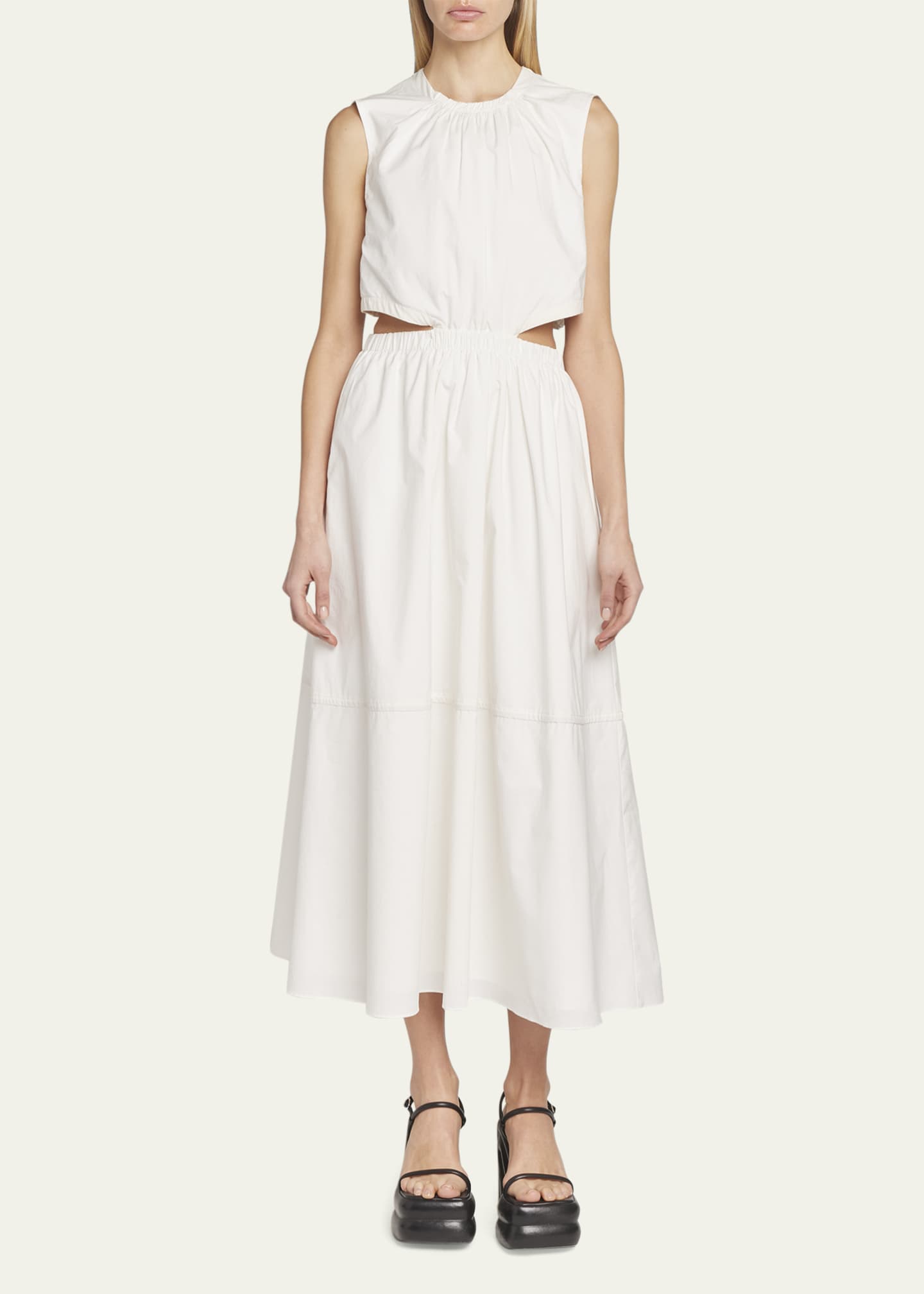 Proenza Schouler White Label Poplin Cut-Out Midi Dress - Bergdorf Goodman