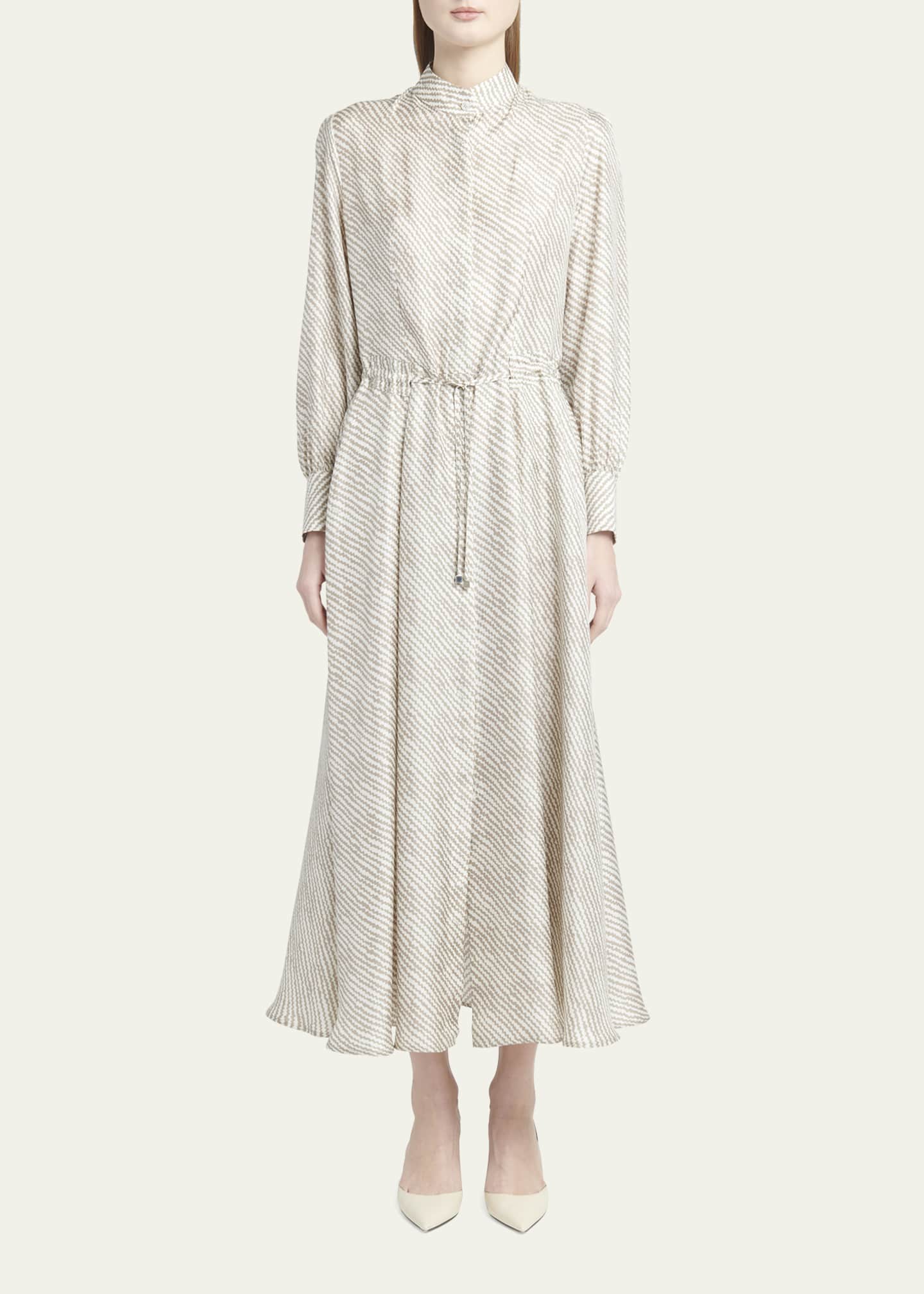 Kiton Printed Drawstring Silk Maxi Dress - Bergdorf Goodman