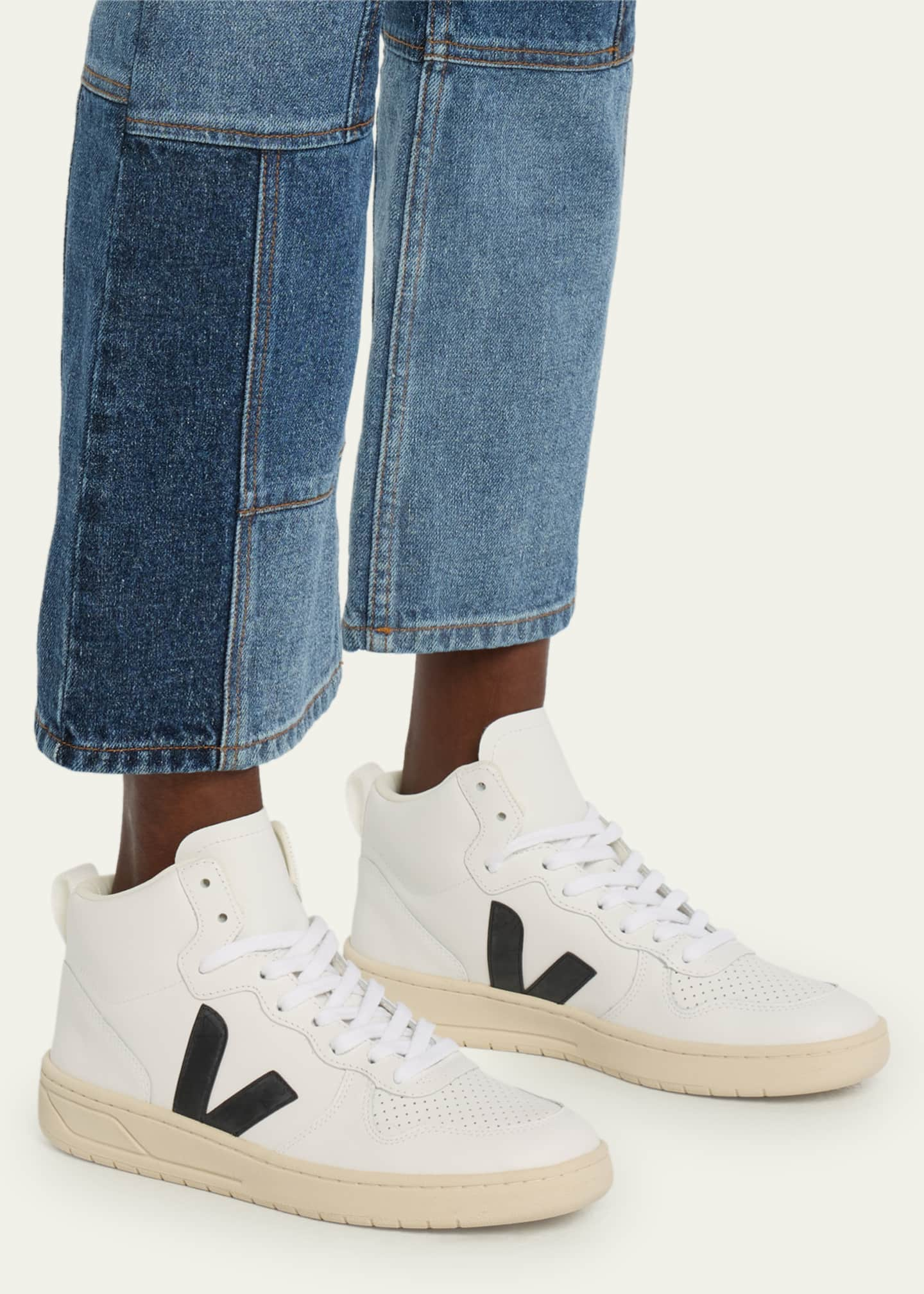 VEJA V-15 Bicolor High-Top Sneakers - Bergdorf Goodman