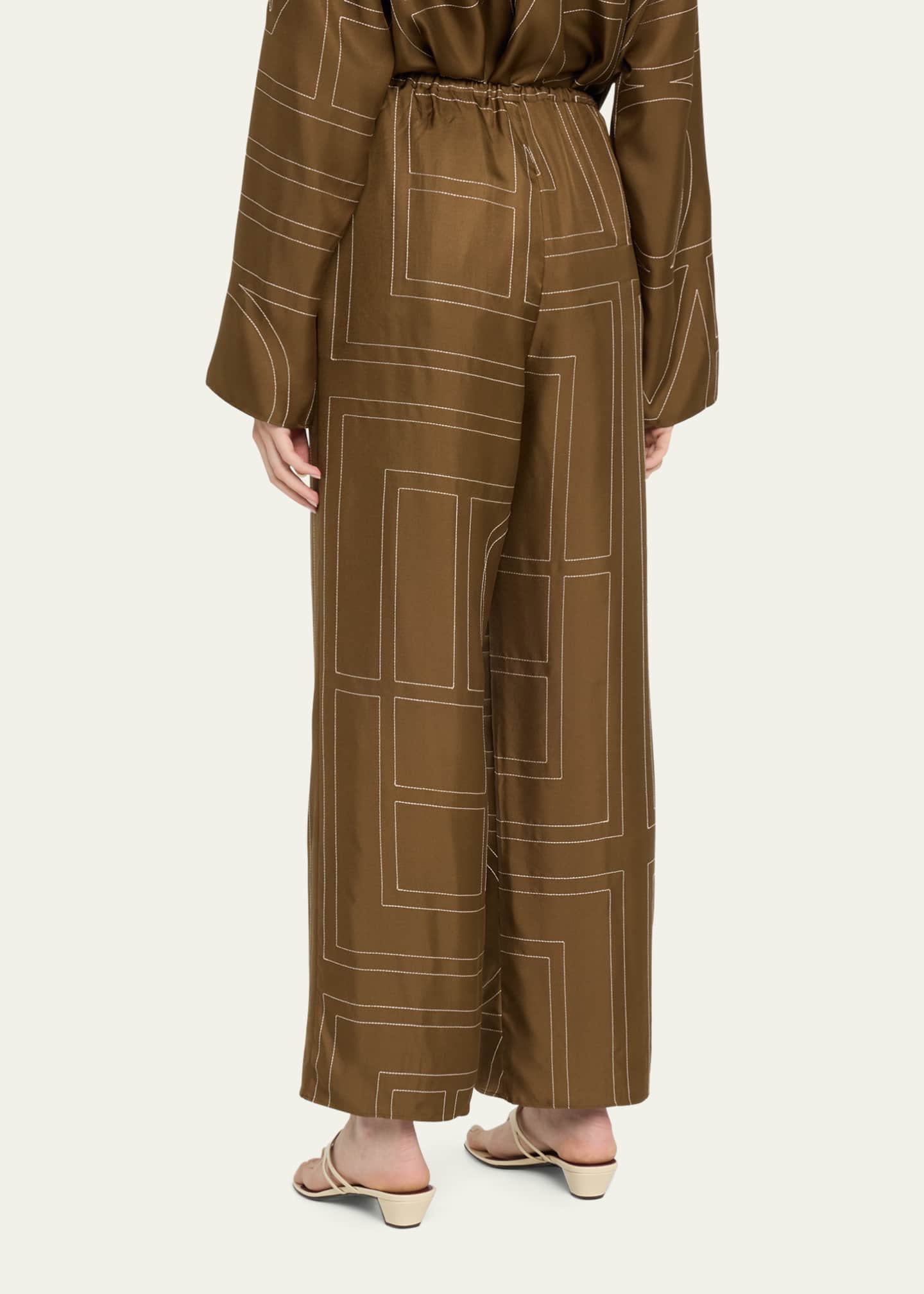 Monogram Silk Pj Bottoms