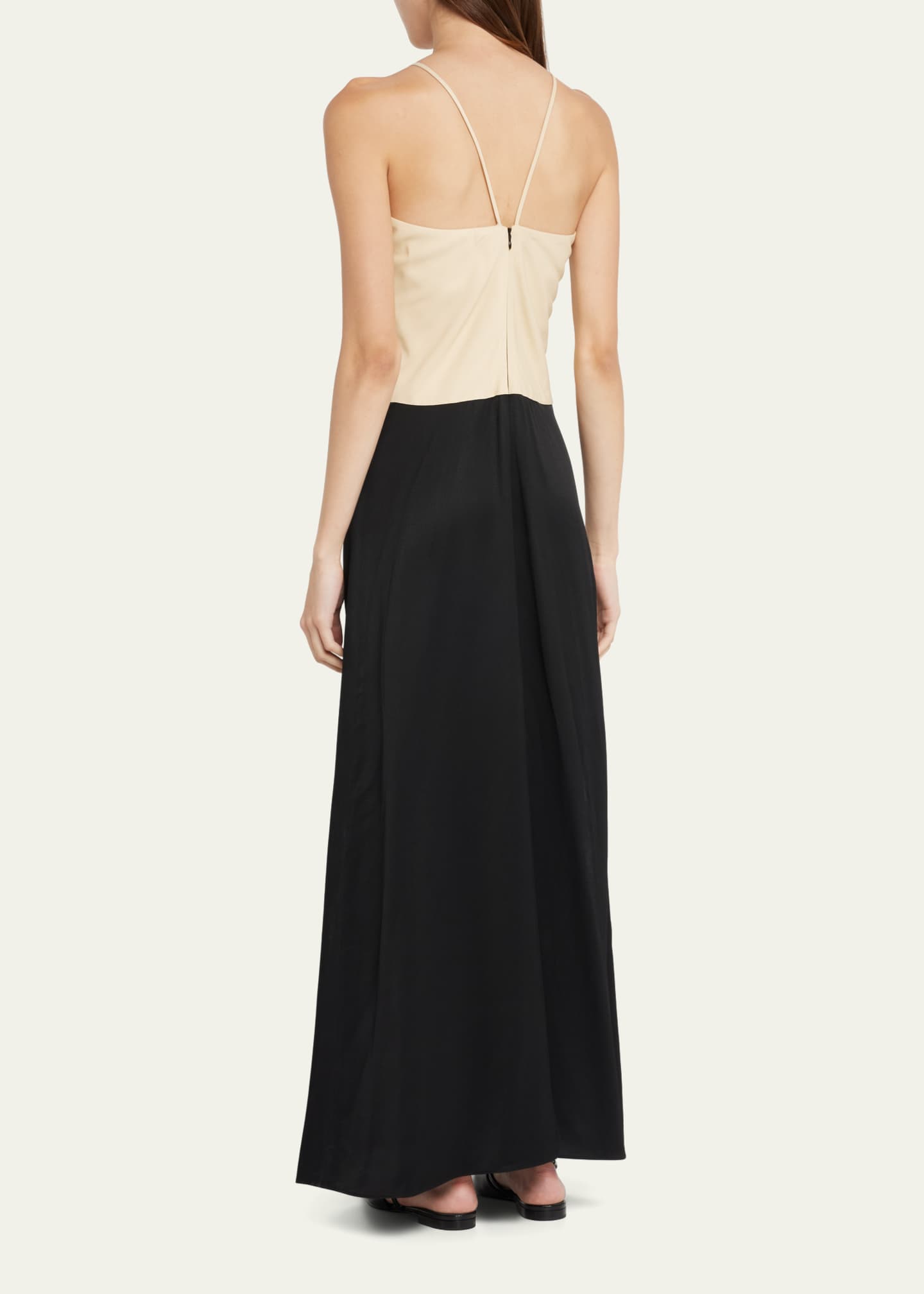 Toteme Draped Twill Contrast Maxi Dress Bergdorf Goodman