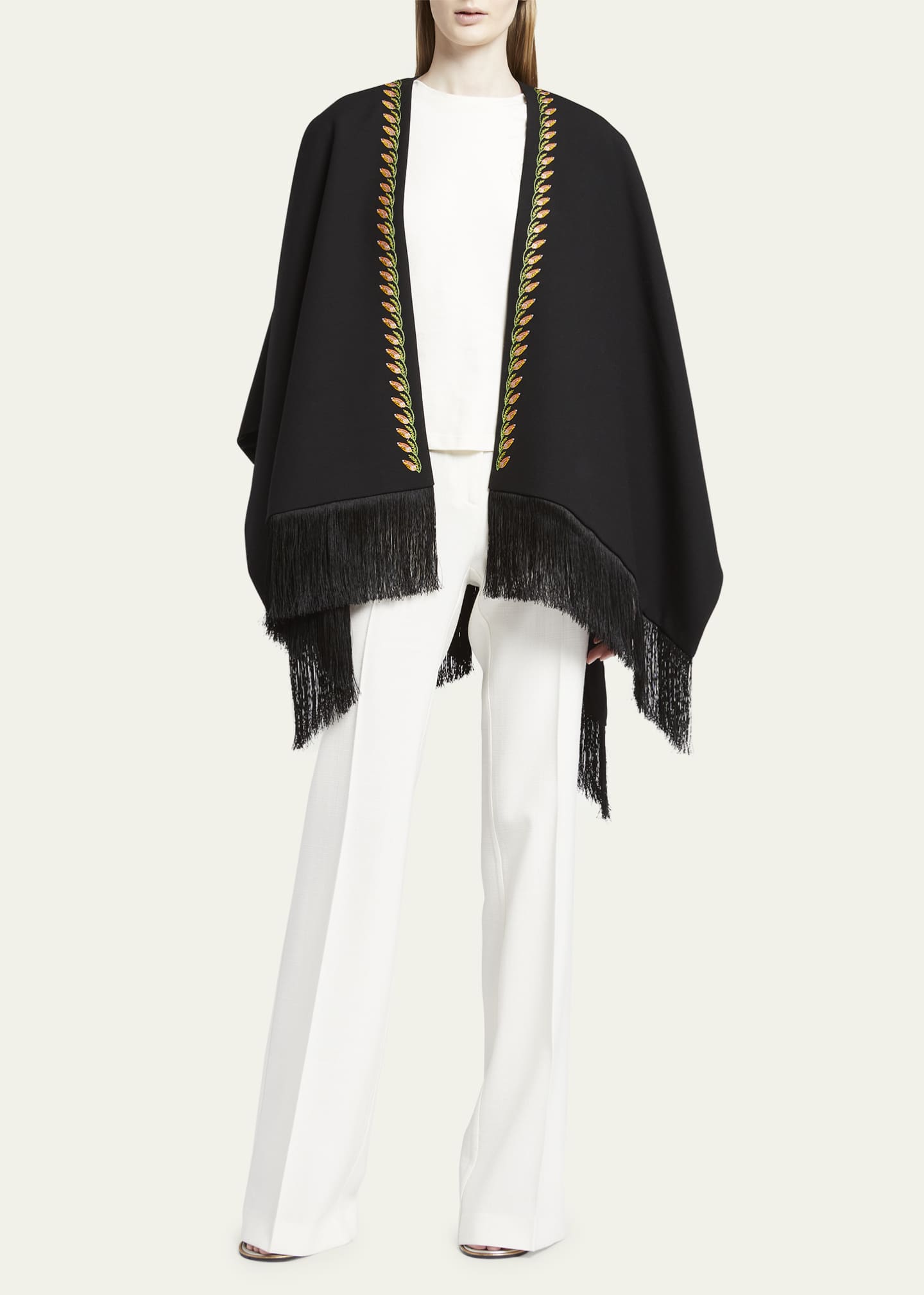 Etro Mantella Embroidered Wool Shawl Image 2 of 5