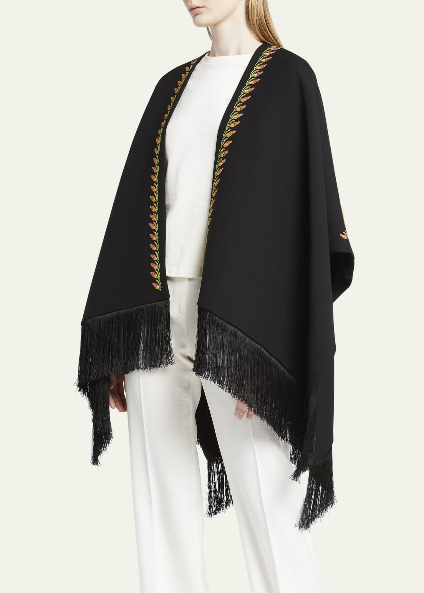 Etro Mantella Embroidered Wool Shawl Image 4 of 5