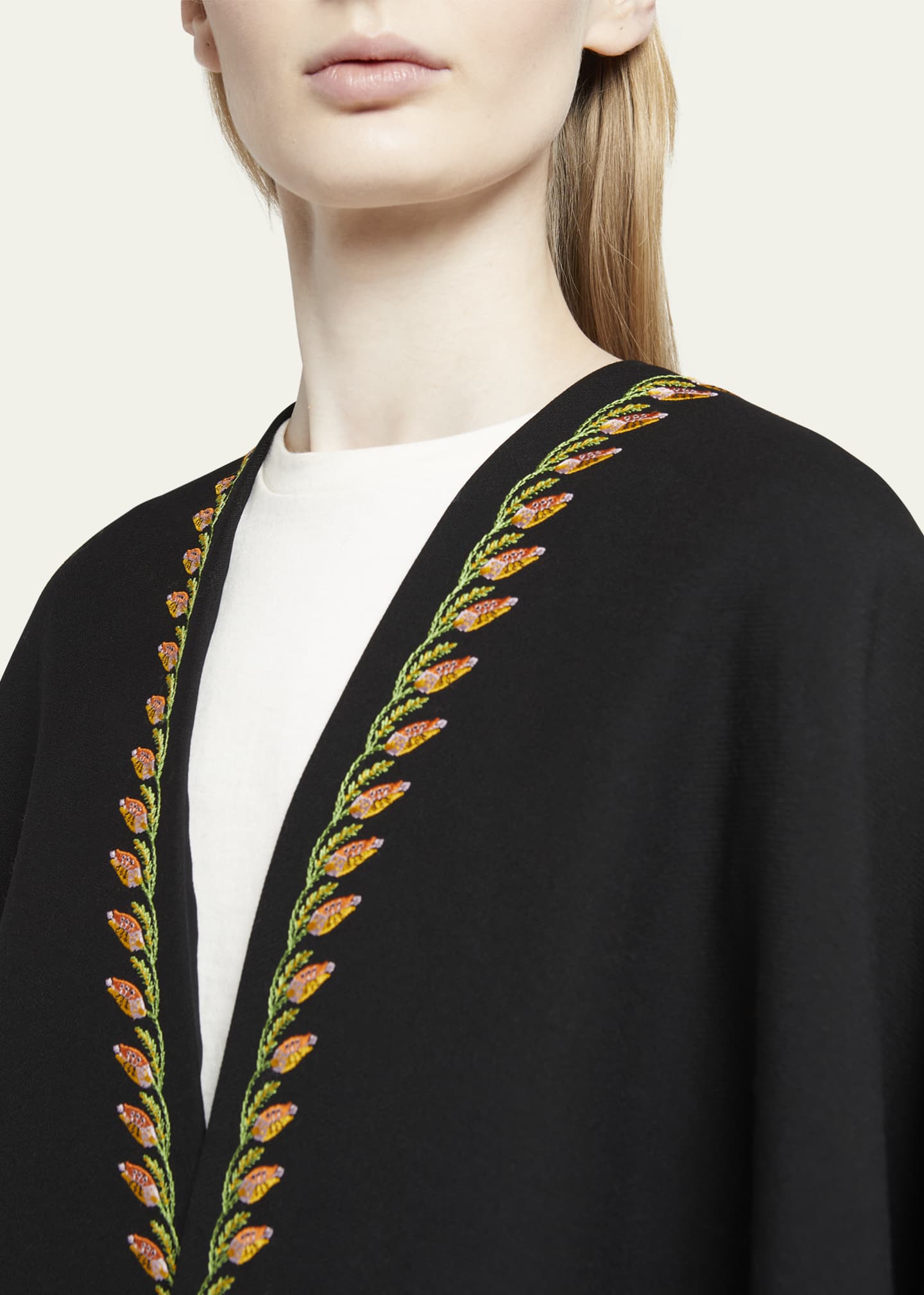 Etro Mantella Embroidered Wool Shawl Image 5 of 5