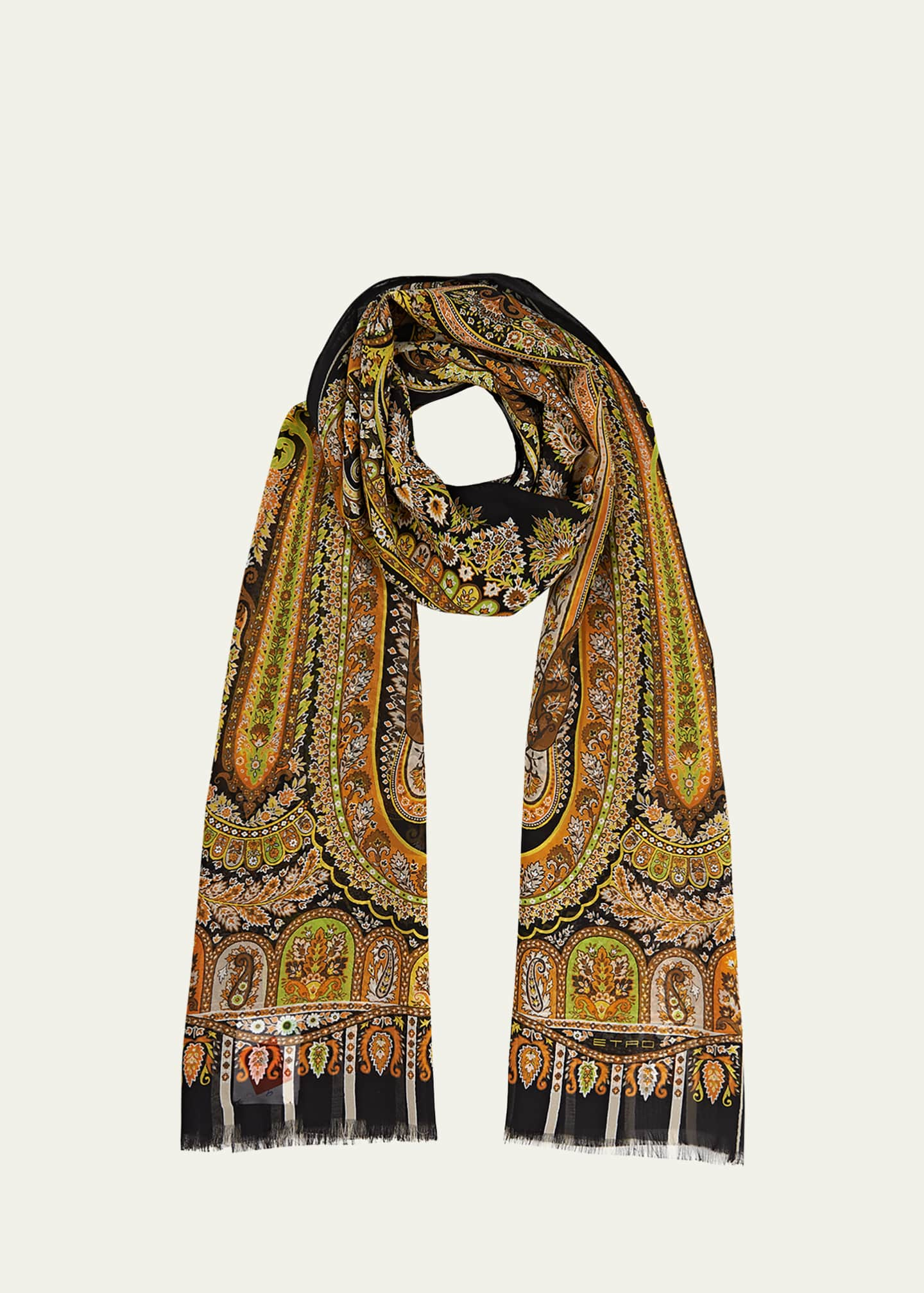 ETRO Paisley-Print Wool, Cashmere and Silk-Blend Twill Scarf for