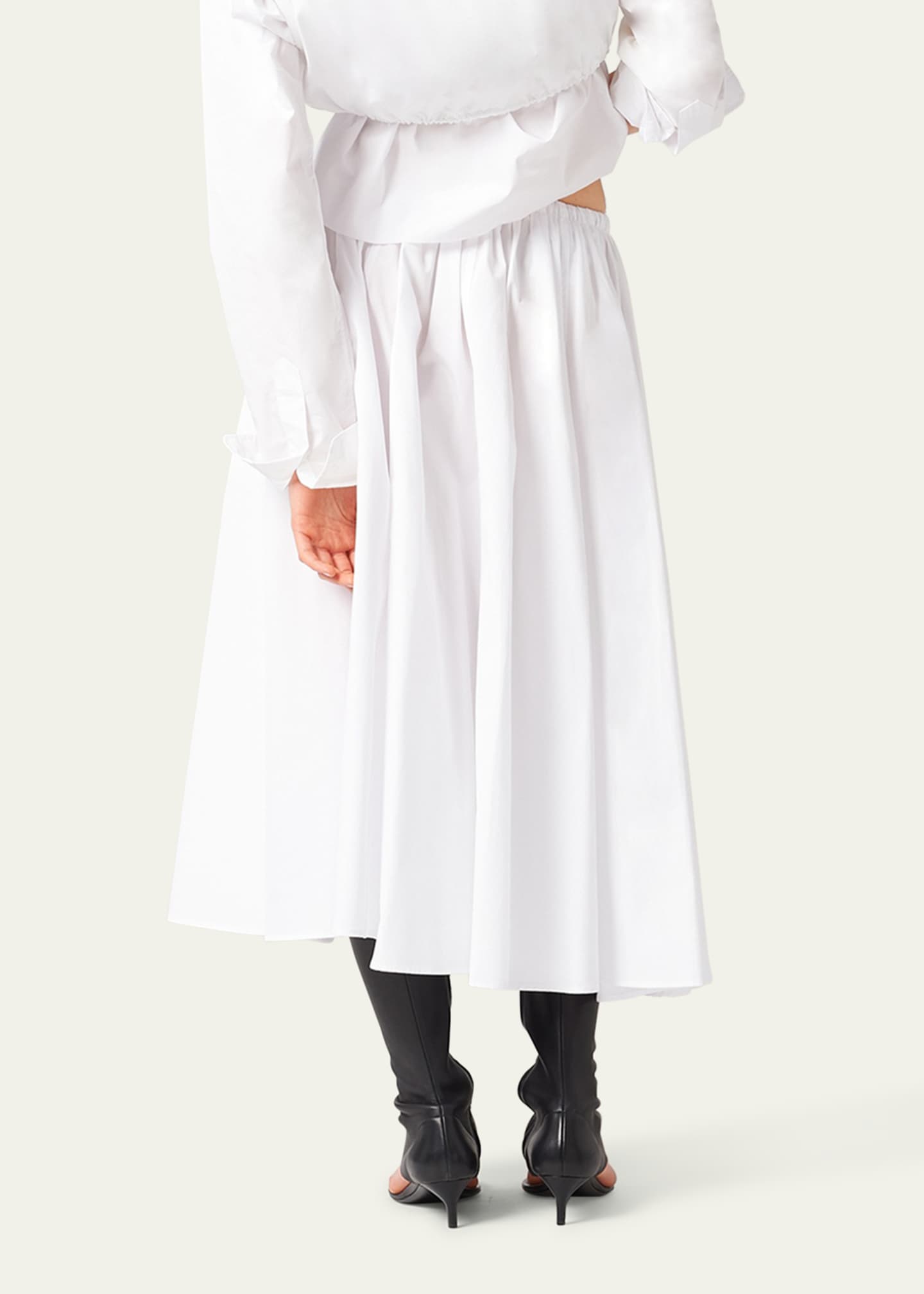 Miu Miu Popeline Drawstring Zip-Front Midi Skirt - Bergdorf Goodman