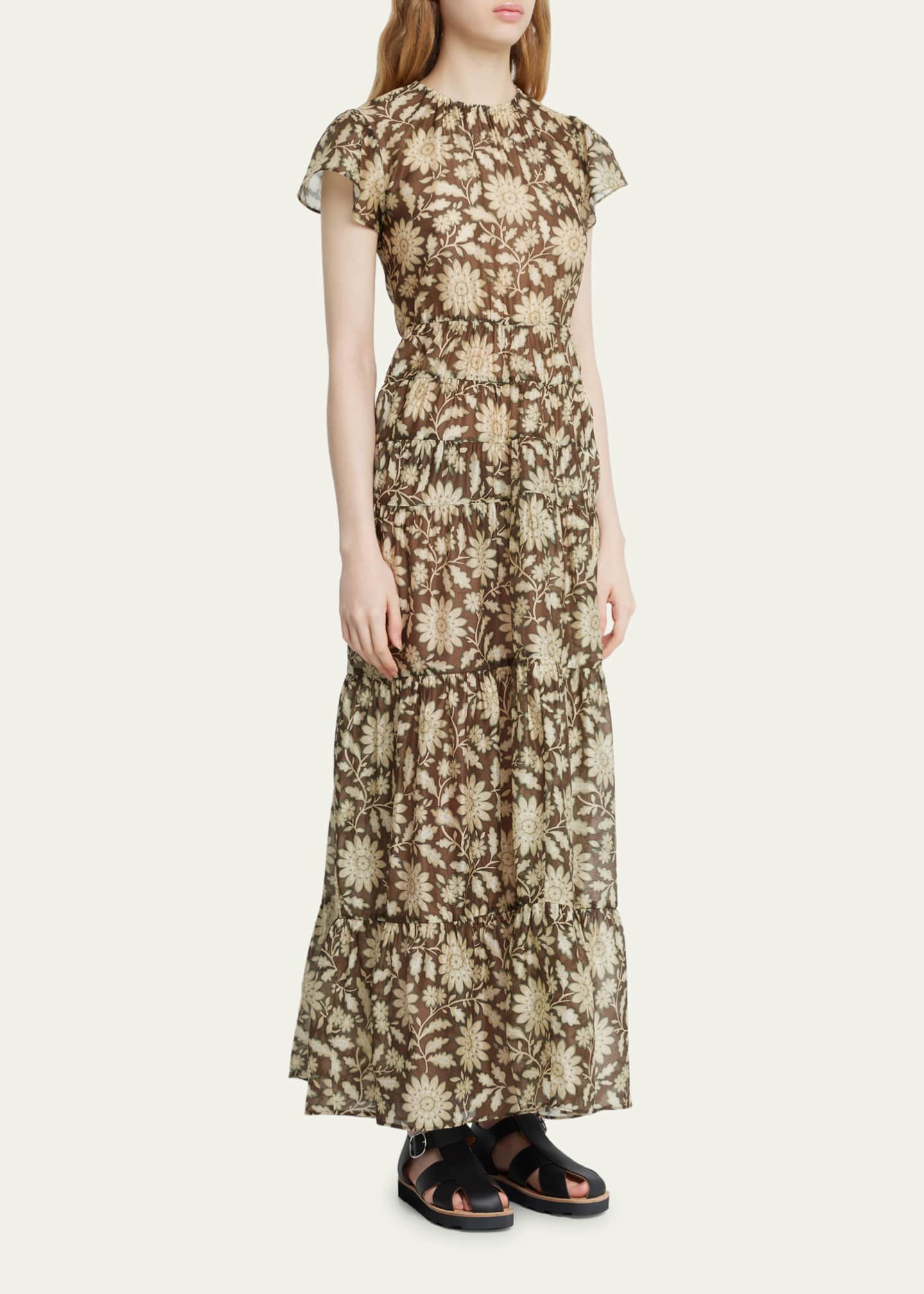 SIR Xanita CapSleeve Cotton Silk Maxi Dress Bergdorf Goodman