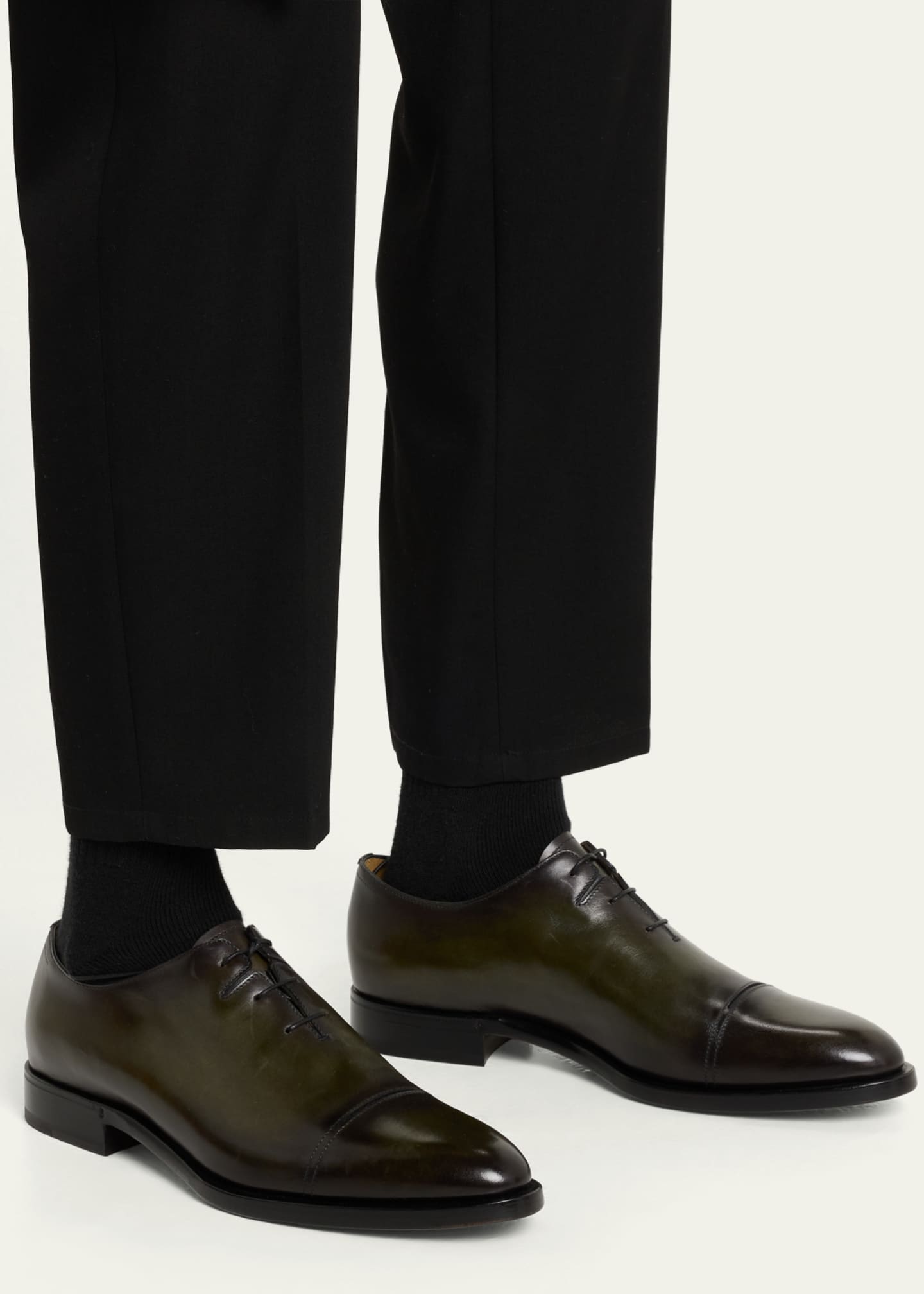 Berluti Men s Equilibre Cap Toe Leather Oxfords Bergdorf Goodman