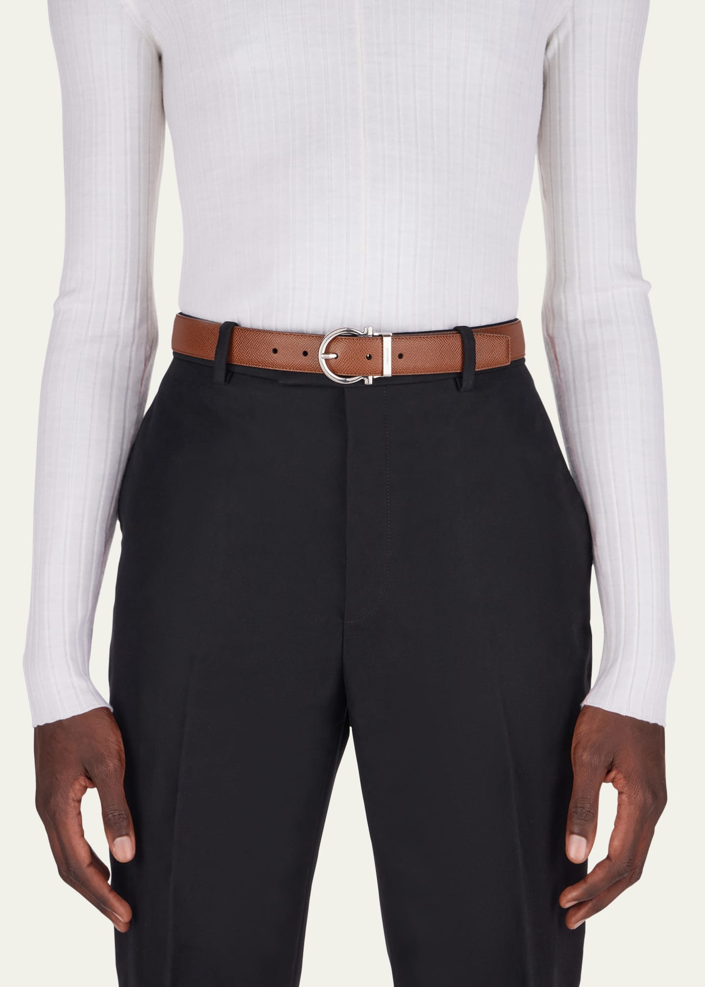 Ferragamo Men's Reversible Leather Gancio-Buckle Belt Image 2 of 2